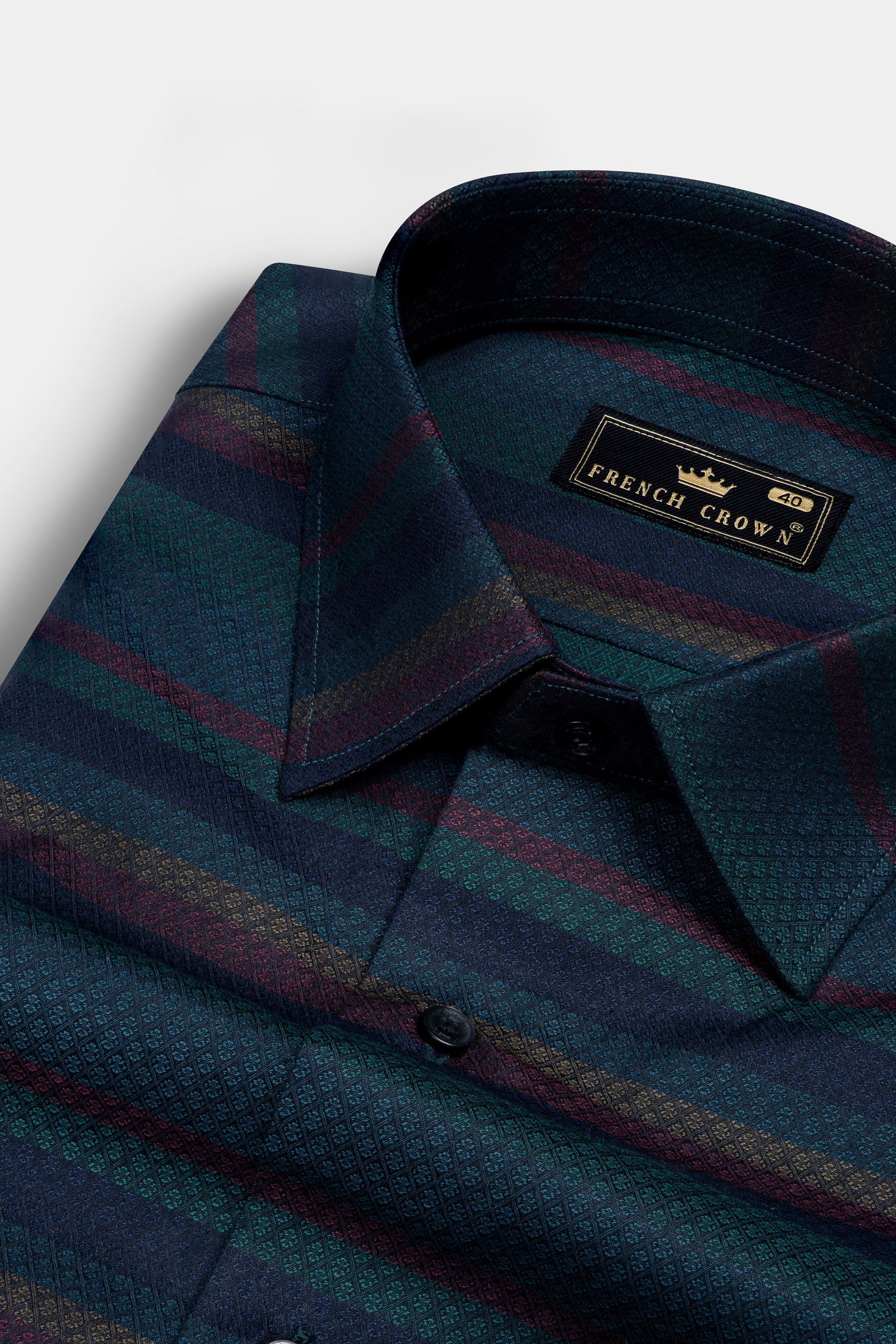 Tiber Blue And Eclipse Maroon Jacquard Textured Premium Giza Cotton Shirt
