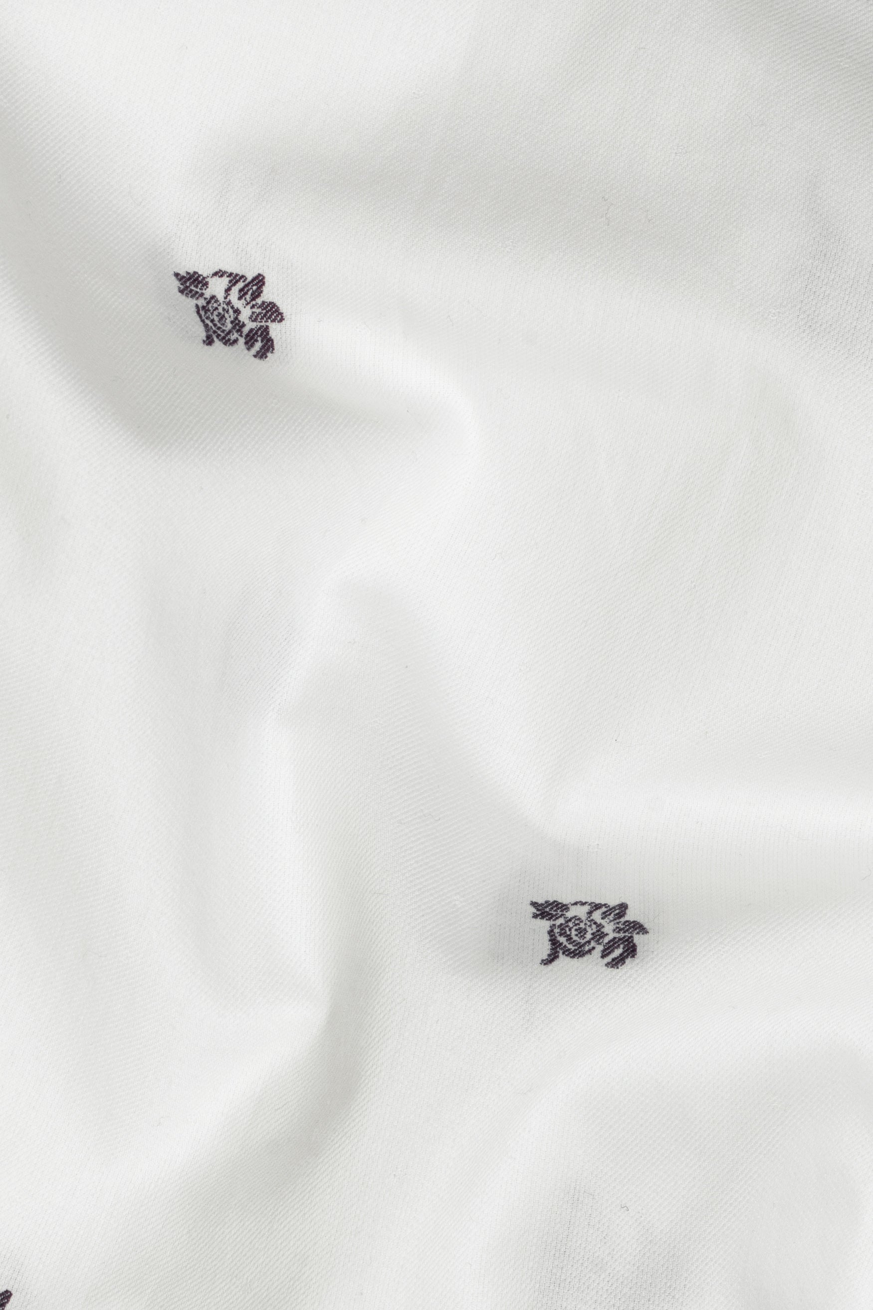 Bright White Flower Jacquard Textured Premium Giza Cotton Shirt