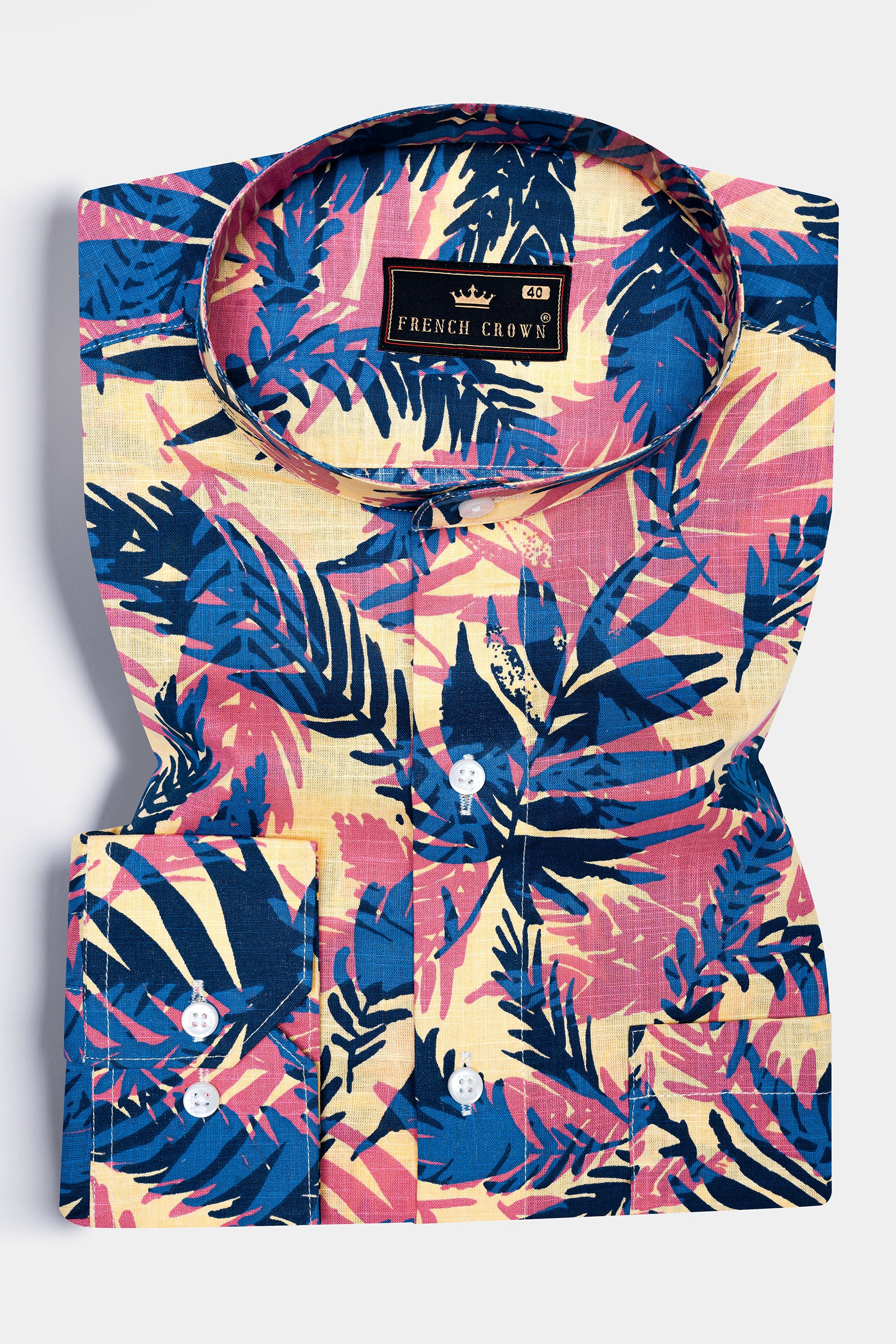 Contessa red and Regal Blue Wild leaf printed Chambray Giza Cotton casual shirt 12389-M-38, 12389-M-H-38, 12389-M-39, 12389-M-H-39, 12389-M-40, 12389-M-H-40, 12389-M-42, 12389-M-H-42, 12389-M-44, 12389-M-H-44, 12389-M-46, 12389-M-H-46, 12389-M-48, 12389-M-H-48, 12389-M-50, 12389-M-H-50, 12389-M-52, 12389-M-H-52