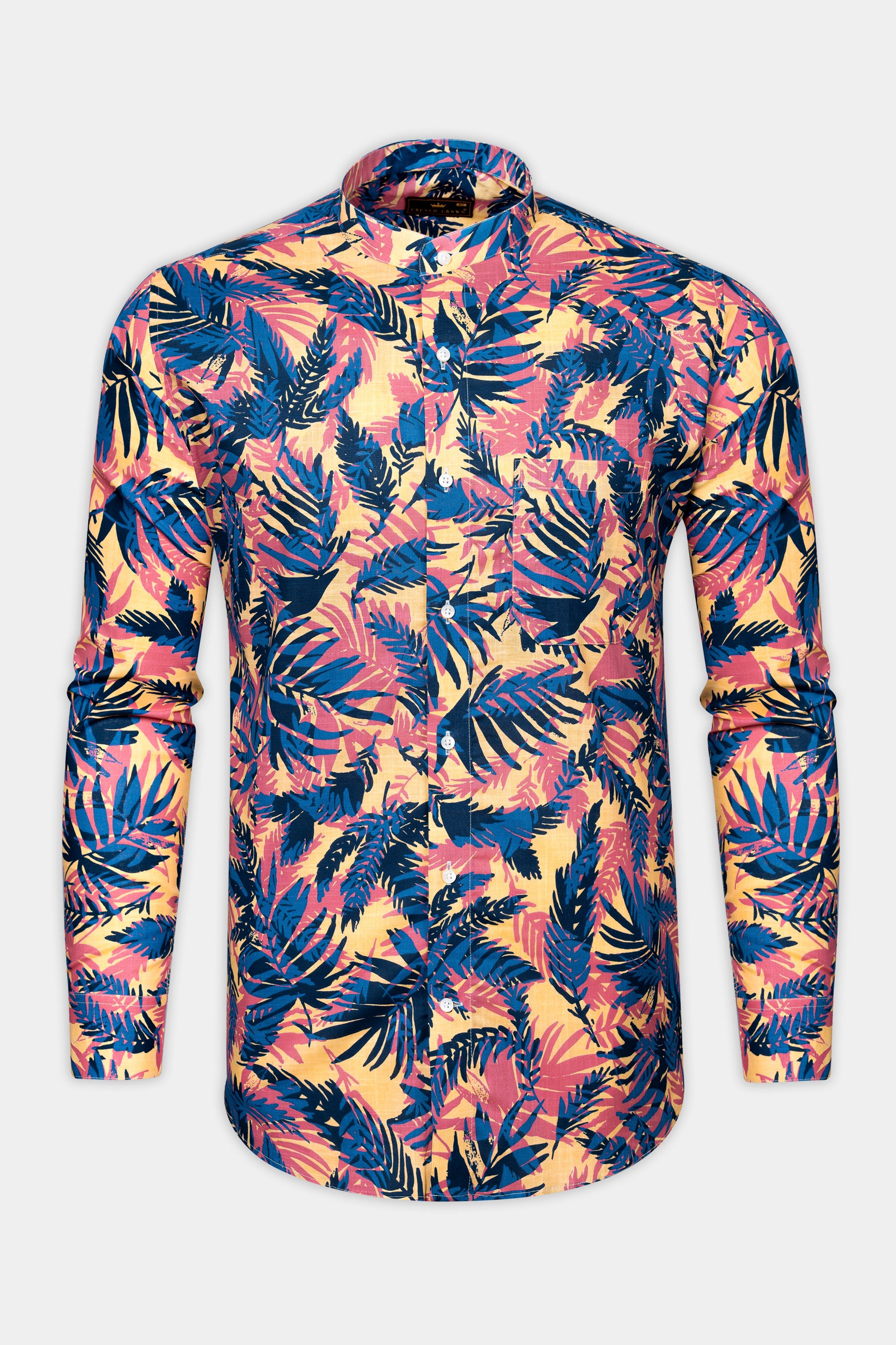 Contessa red and Regal Blue Wild leaf printed Chambray Giza Cotton casual shirt 12389-M-38, 12389-M-H-38, 12389-M-39, 12389-M-H-39, 12389-M-40, 12389-M-H-40, 12389-M-42, 12389-M-H-42, 12389-M-44, 12389-M-H-44, 12389-M-46, 12389-M-H-46, 12389-M-48, 12389-M-H-48, 12389-M-50, 12389-M-H-50, 12389-M-52, 12389-M-H-52