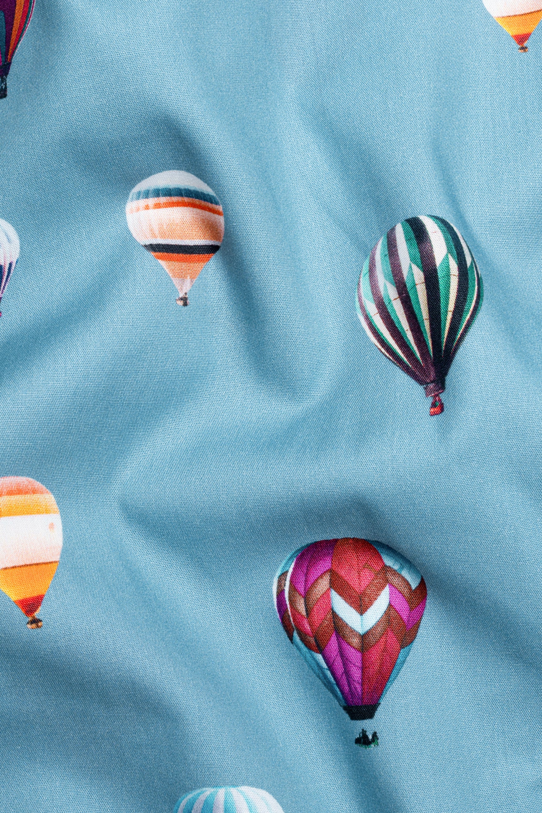 Fountain Blue hot Air Balloon printed Poplin Giza Cotton Shirt 12393-38, 12393-H-38, 12393-39, 12393-H-39, 12393-40, 12393-H-40, 12393-42, 12393-H-42, 12393-44, 12393-H-44, 12393-46, 12393-H-46, 12393-48, 12393-H-48, 12393-50, 12393-H-50, 12393-52, 12393-H-52