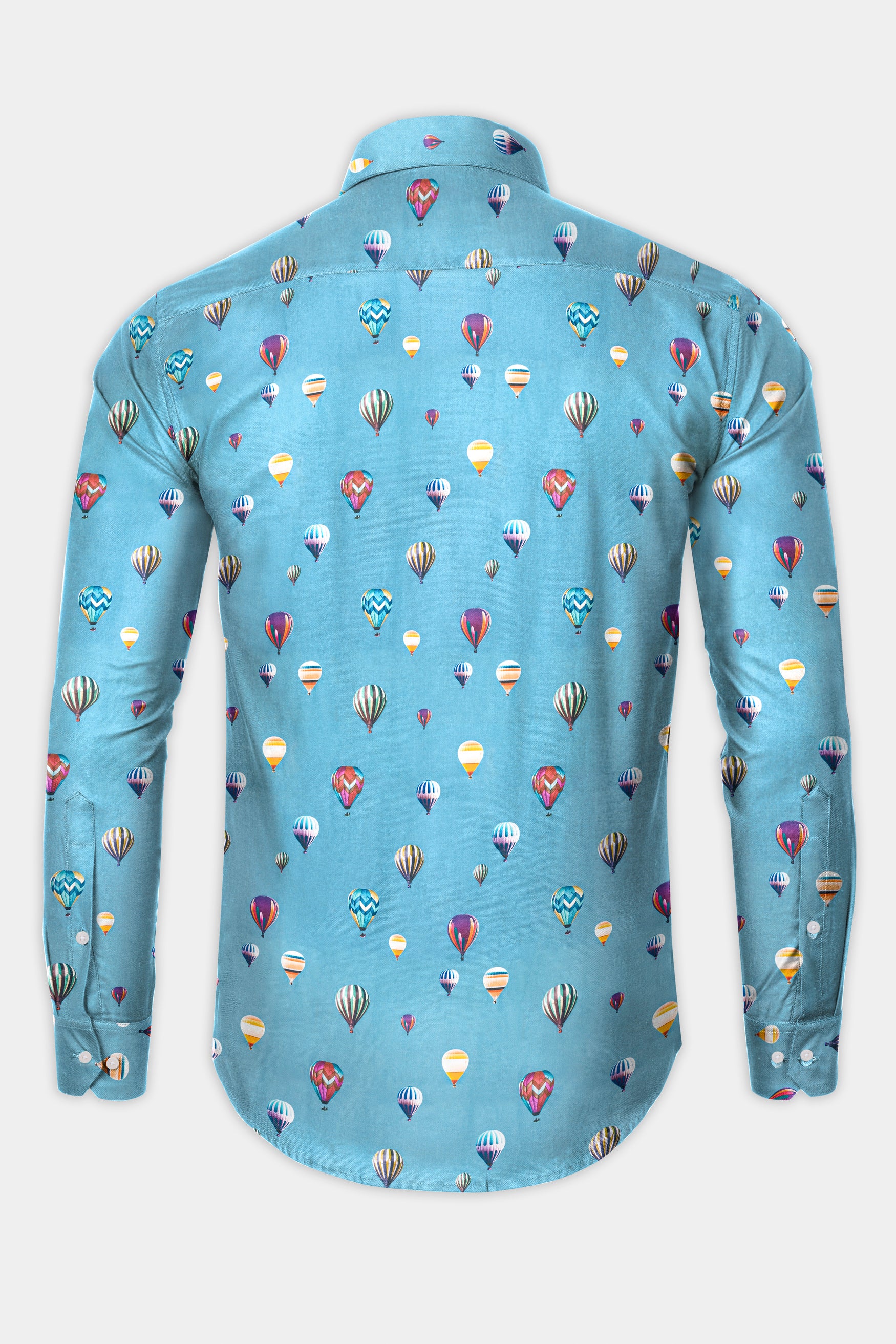 Fountain Blue hot Air Balloon printed Poplin Giza Cotton Shirt 12393-38, 12393-H-38, 12393-39, 12393-H-39, 12393-40, 12393-H-40, 12393-42, 12393-H-42, 12393-44, 12393-H-44, 12393-46, 12393-H-46, 12393-48, 12393-H-48, 12393-50, 12393-H-50, 12393-52, 12393-H-52