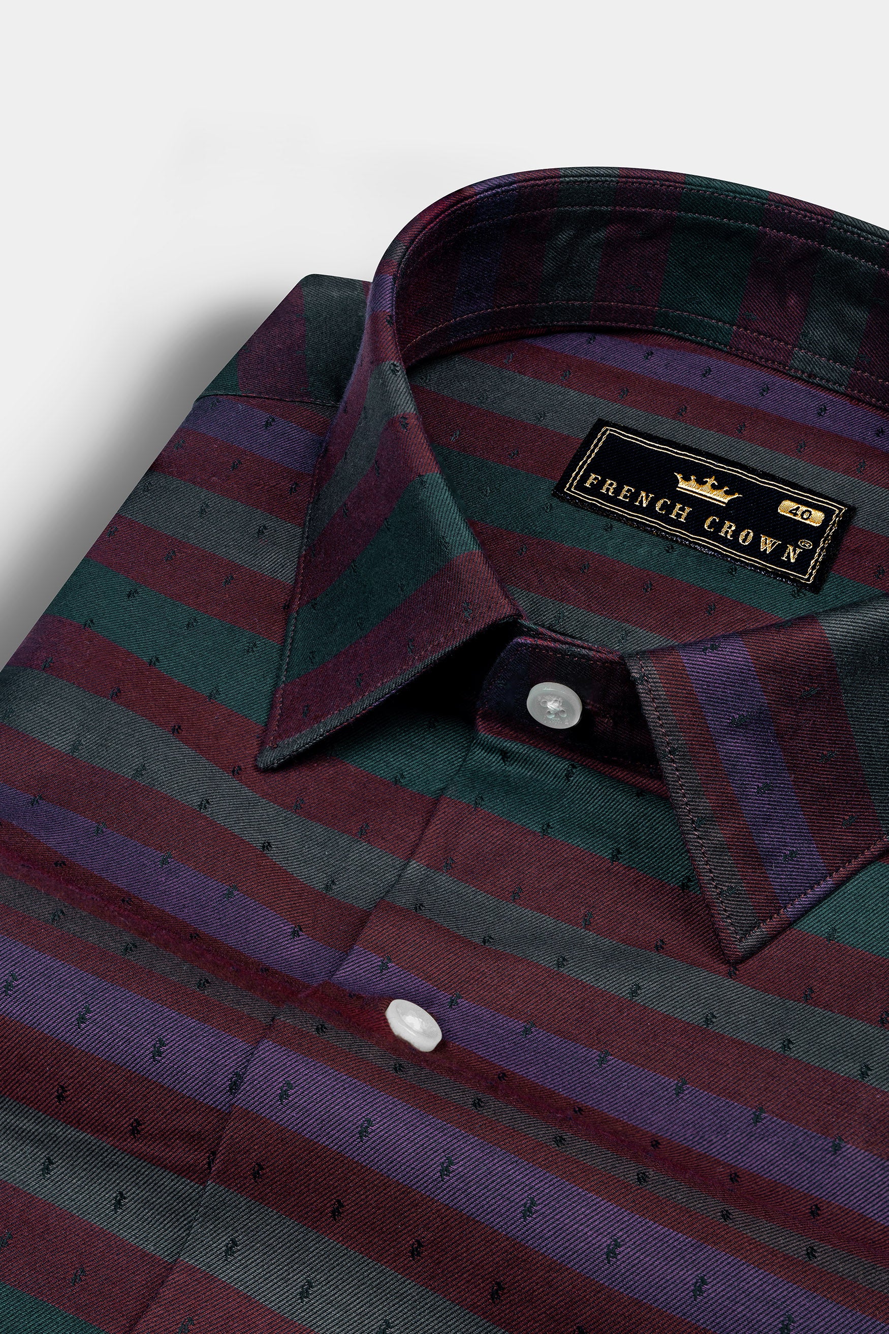 Rock Red and Byzantium Blue Jacquard Textured Premium Giza Cotton Shirt