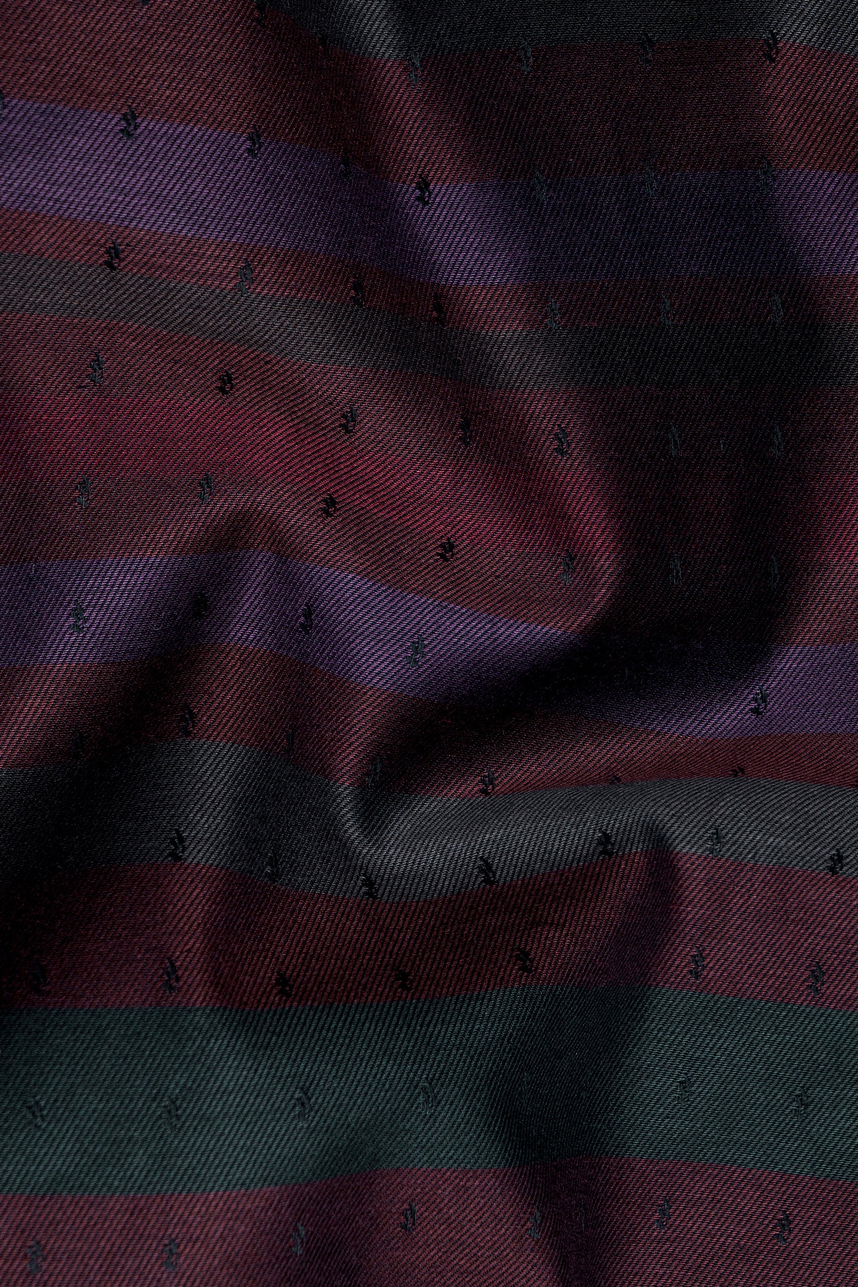 Rock Red and Byzantium Blue Jacquard Textured Premium Giza Cotton Shirt