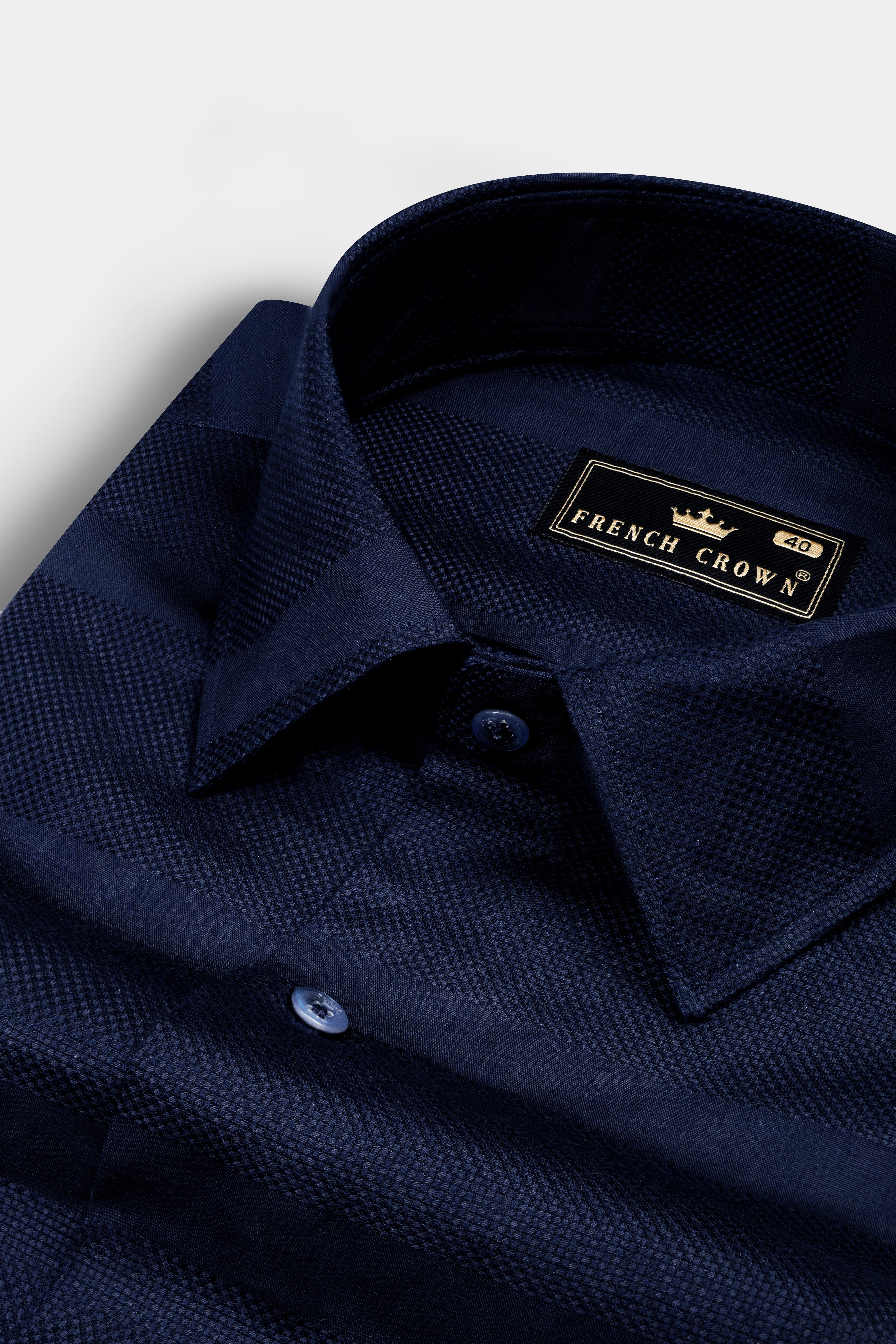 Vulcan blue Dobby Textured Premium Giza Cotton Shirt