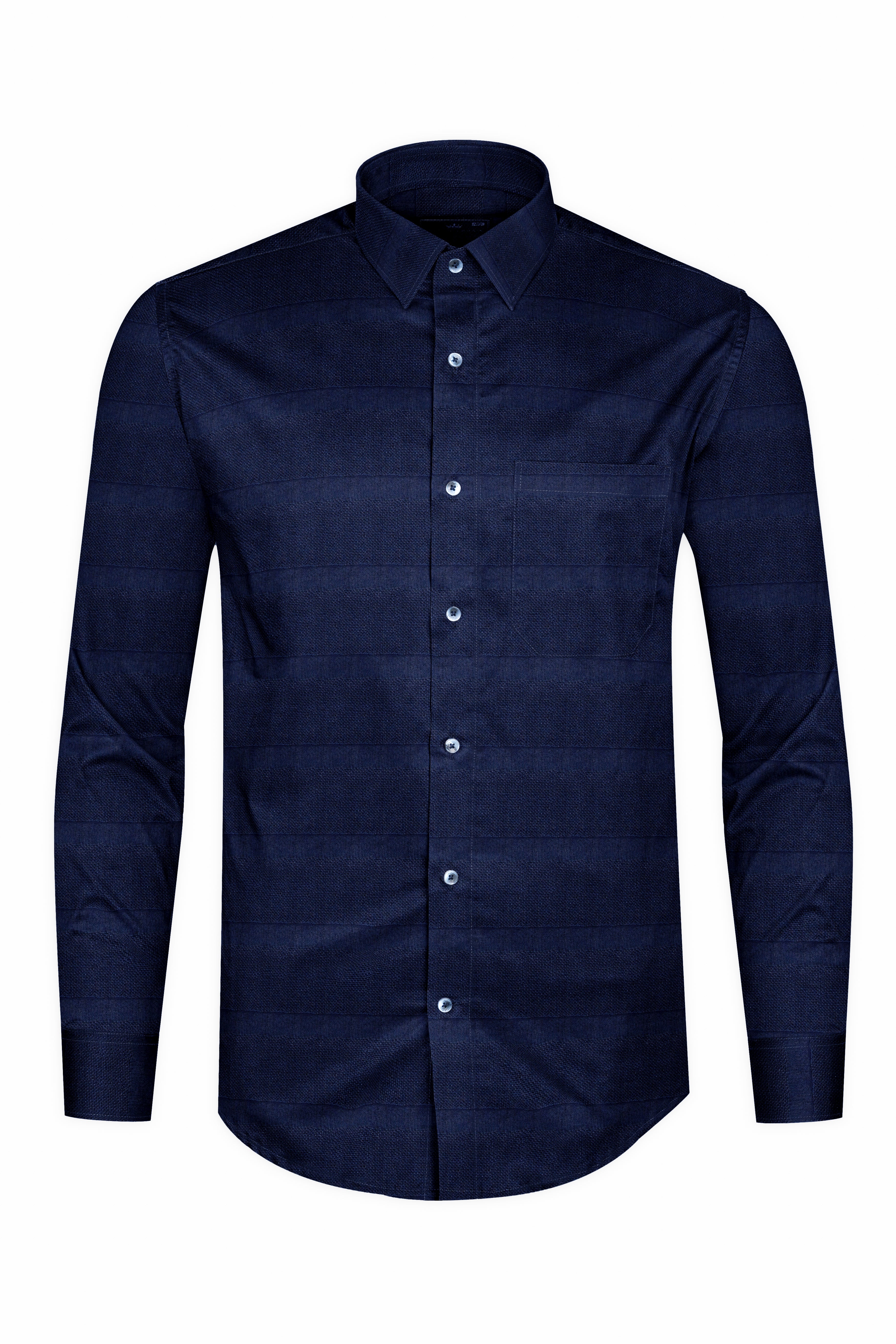 Vulcan blue Dobby Textured Premium Giza Cotton Shirt