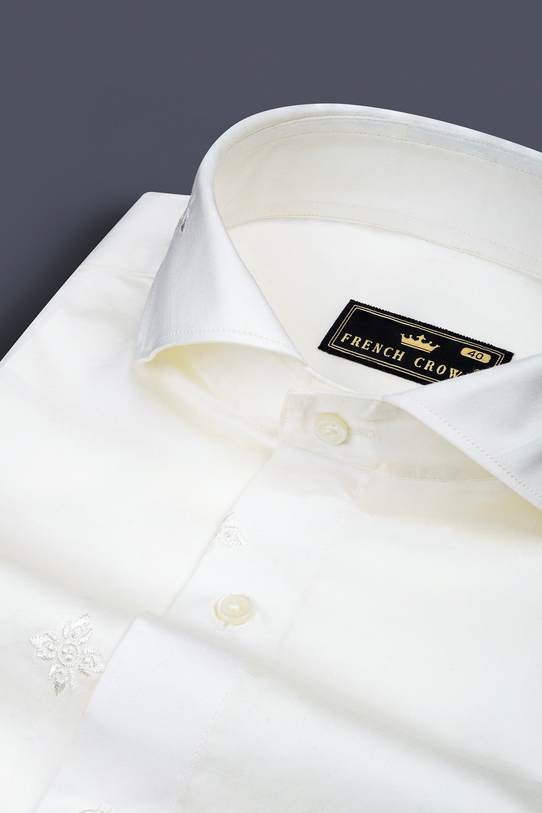 Porcelain Off White Subtle Sheen Embroidered Flower Super Soft Premium Cotton Shirt 12434-CA-38, 12434-CA-H-38, 12434-CA-39, 12434-CA-H-39, 12434-CA-40, 12434-CA-H-40, 12434-CA-42, 12434-CA-H-42, 12434-CA-44, 12434-CA-H-44, 12434-CA-46, 12434-CA-H-46, 12434-CA-48, 12434-CA-H-48, 12434-CA-50, 12434-CA-H-50, 12434-CA-52, 12434-CA-H-52