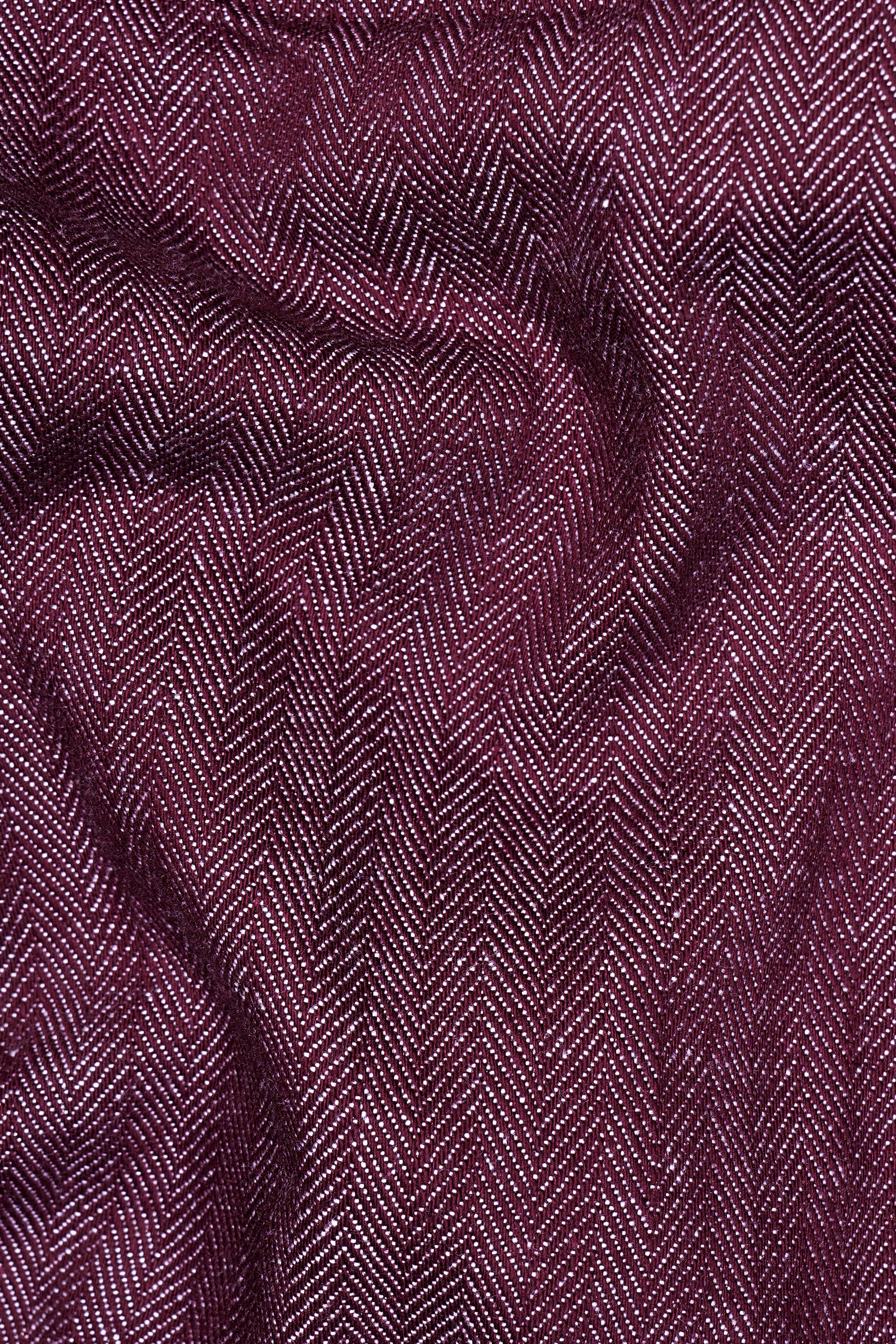 Wine Berry Red Heavyweight Herringbone Striped Premium Cotton Overshirt/shacket