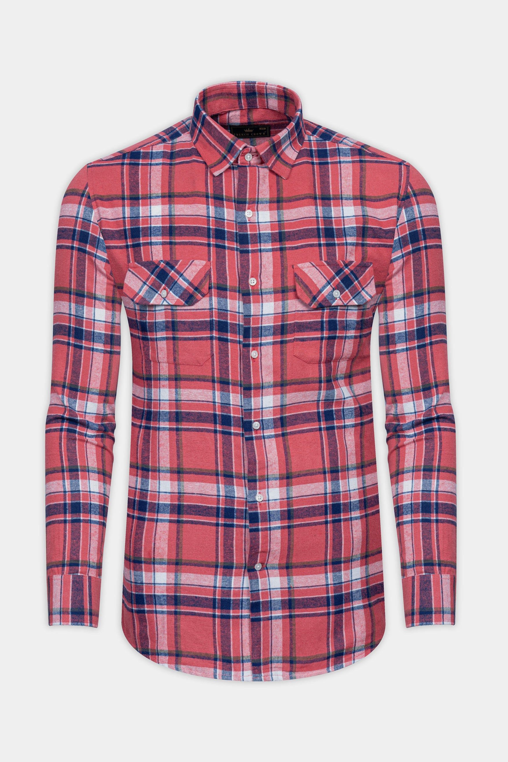 Fuzzy Wuzzy Red with Zodiac Blue Plaid Flannel Shirt 12464-38, 12464-H-38, 12464-39, 12464-H-39, 12464-40, 12464-H-40, 12464-42, 12464-H-42, 12464-44, 12464-H-44, 12464-46, 12464-H-46, 12464-48, 12464-H-48, 12464-50, 12464-H-50, 12464-52, 12464-H-52