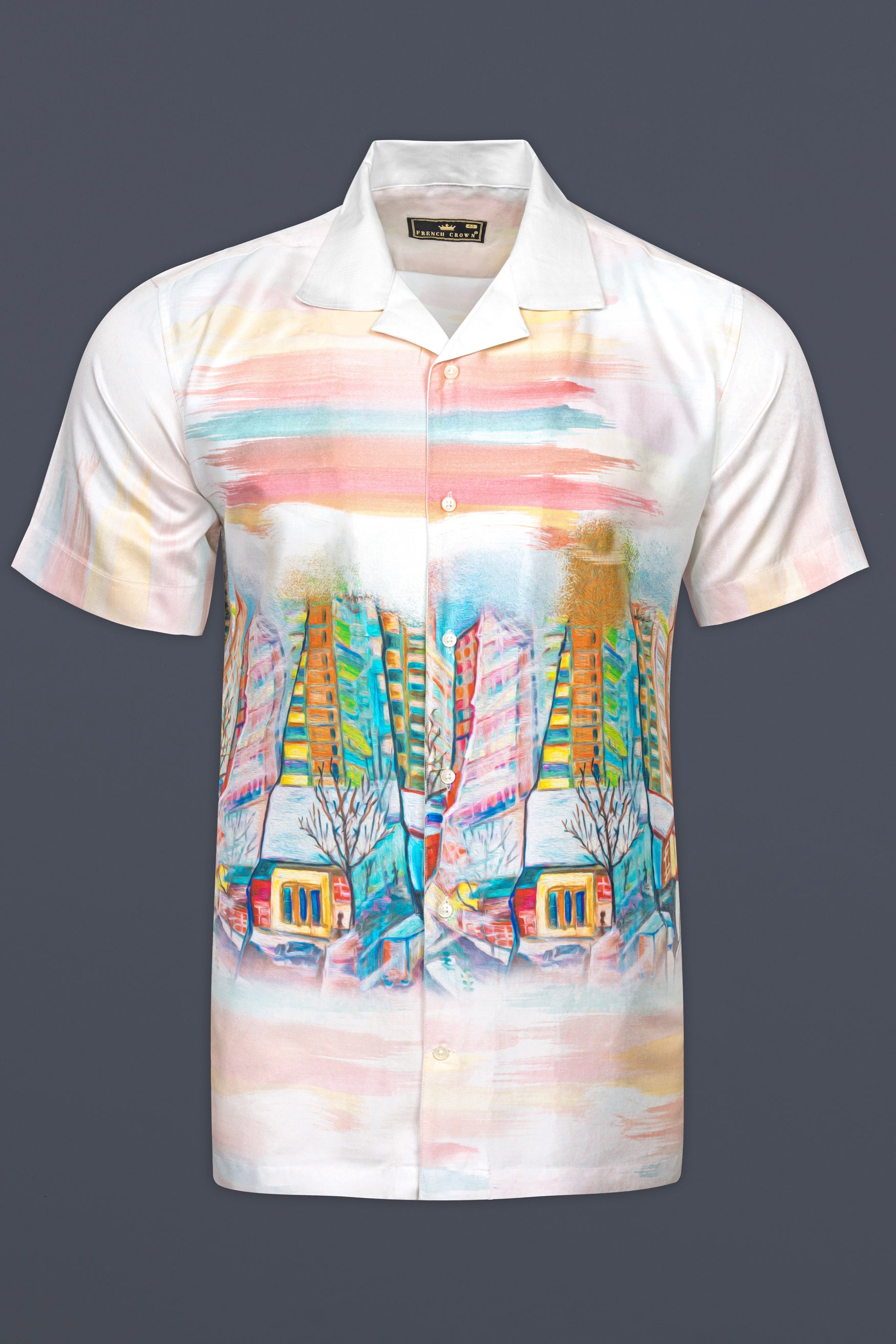 Bright White Digital Printed Super Soft Premium Cotton Shirt 12470-CC-SS-39, 12470-CC-SS-40, 12470-CC-SS-42, 12470-CC-SS-44, 12470-CC-SS-46, 12470-CC-SS-48, 12470-CC-SS-50,  12470-CC-SS-52
