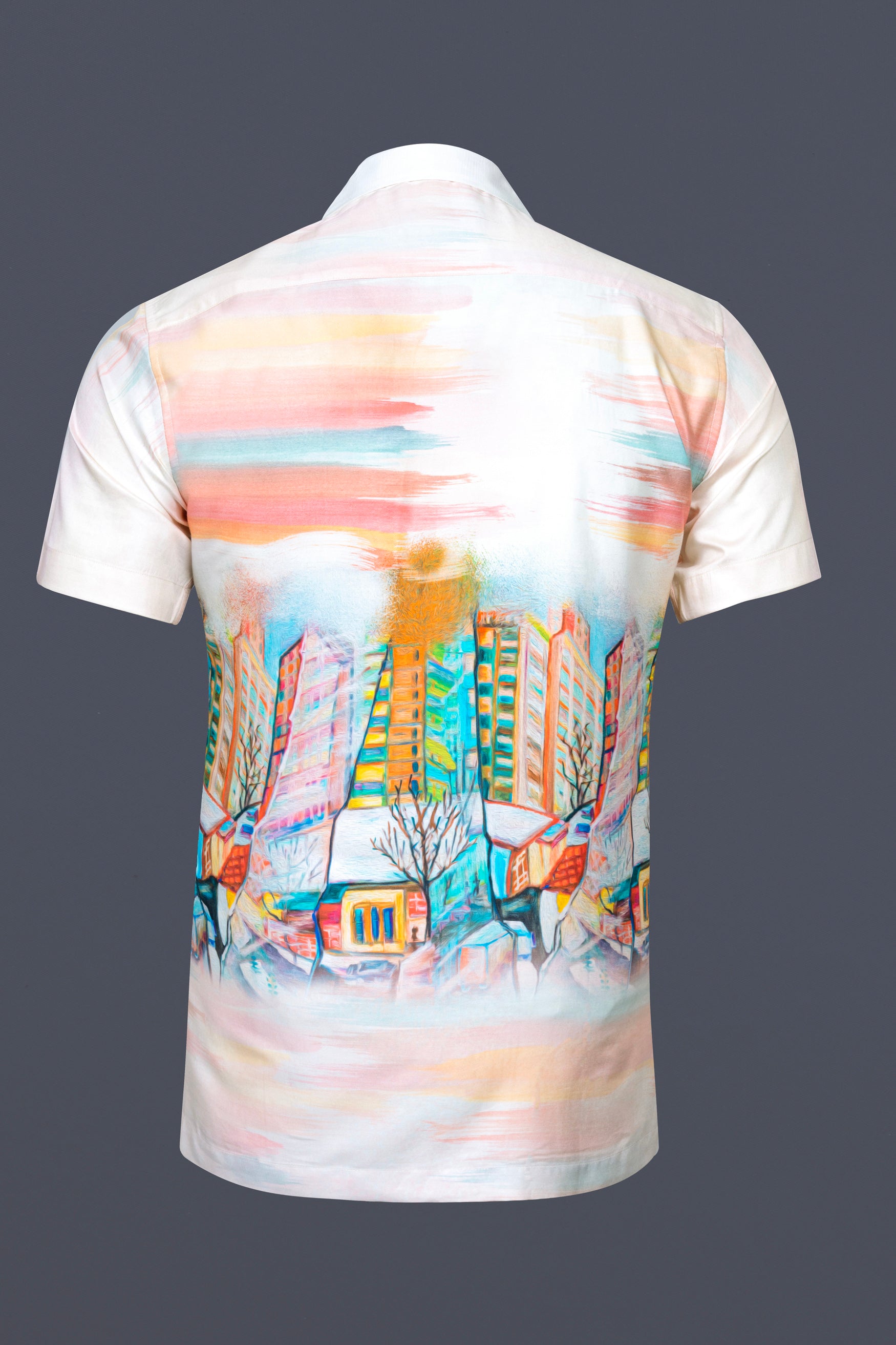 Bright White Digital Printed Super Soft Premium Cotton Shirt 12470-CC-SS-39, 12470-CC-SS-40, 12470-CC-SS-42, 12470-CC-SS-44, 12470-CC-SS-46, 12470-CC-SS-48, 12470-CC-SS-50,  12470-CC-SS-52