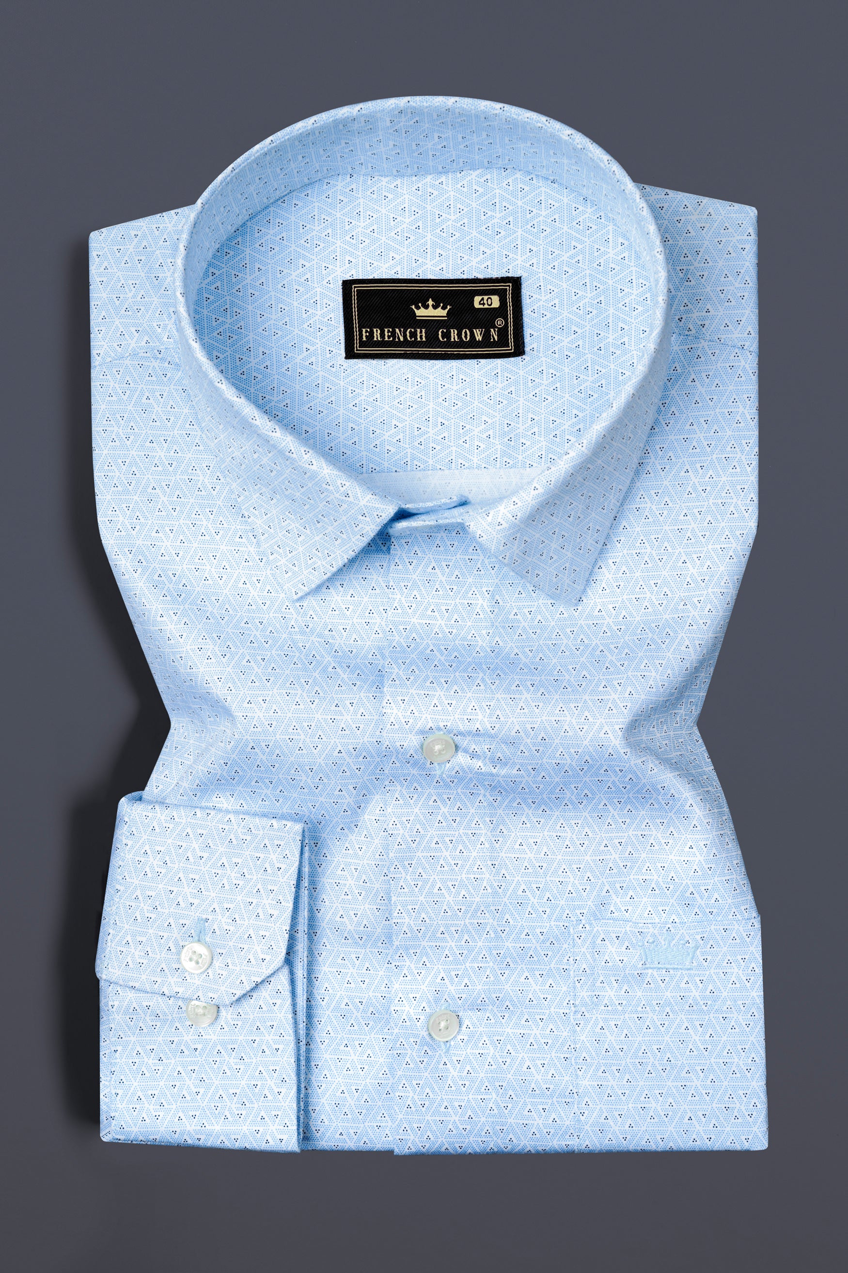 Tropical Blue Small Triangles printed Super Soft Premium Cotton Shirt 12476-38, 12476-H-38, 12476-39, 12476-H-39, 12476-40, 12476-H-40, 12476-42, 12476-H-42, 12476-44, 12476-H-44, 12476-46, 12476-H-46, 12476-48, 12476-H-48, 12476-50, 12476-H-50, 12476-52, 12476-H-52
