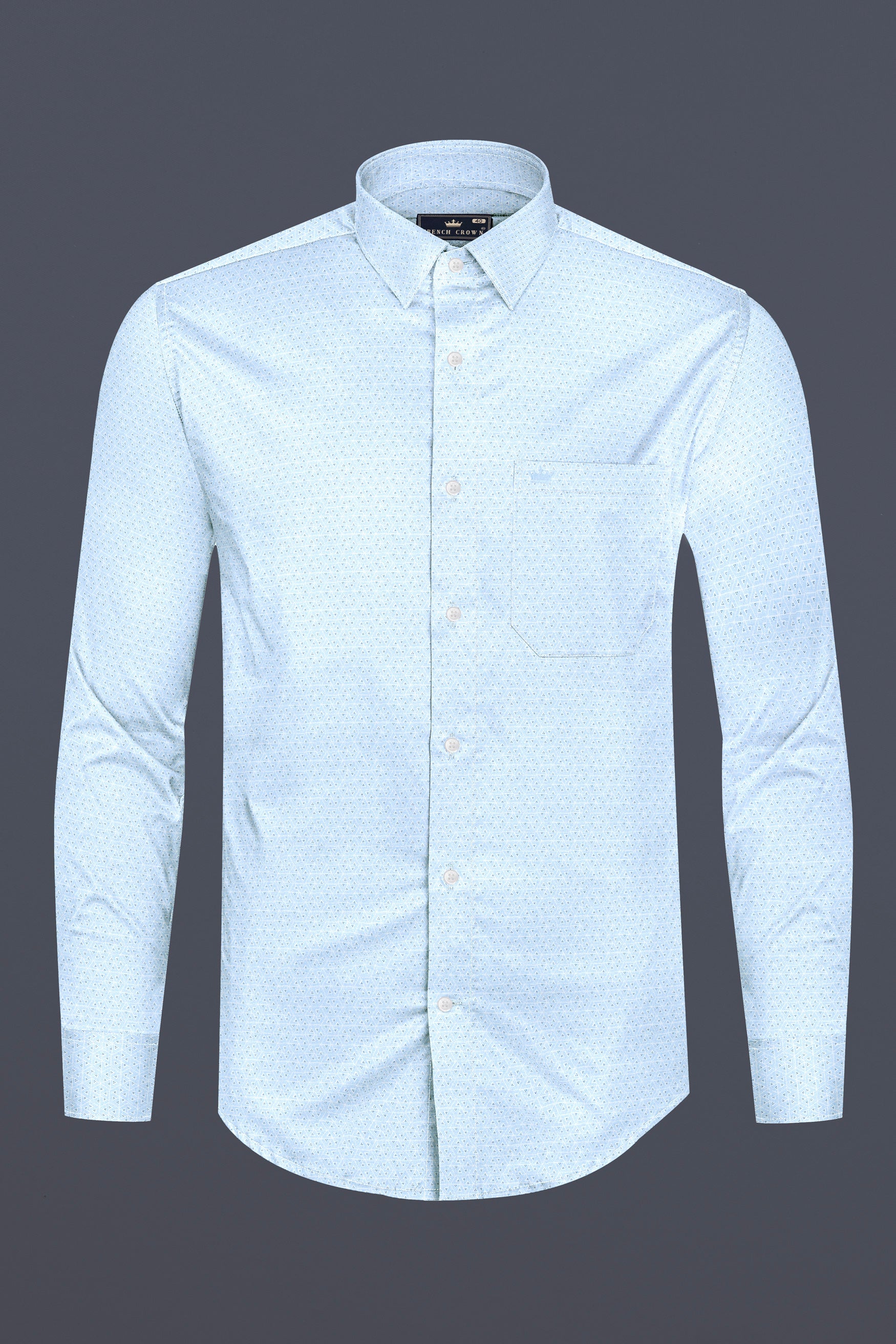 Tropical Blue Small Triangles printed Super Soft Premium Cotton Shirt 12476-38, 12476-H-38, 12476-39, 12476-H-39, 12476-40, 12476-H-40, 12476-42, 12476-H-42, 12476-44, 12476-H-44, 12476-46, 12476-H-46, 12476-48, 12476-H-48, 12476-50, 12476-H-50, 12476-52, 12476-H-52
