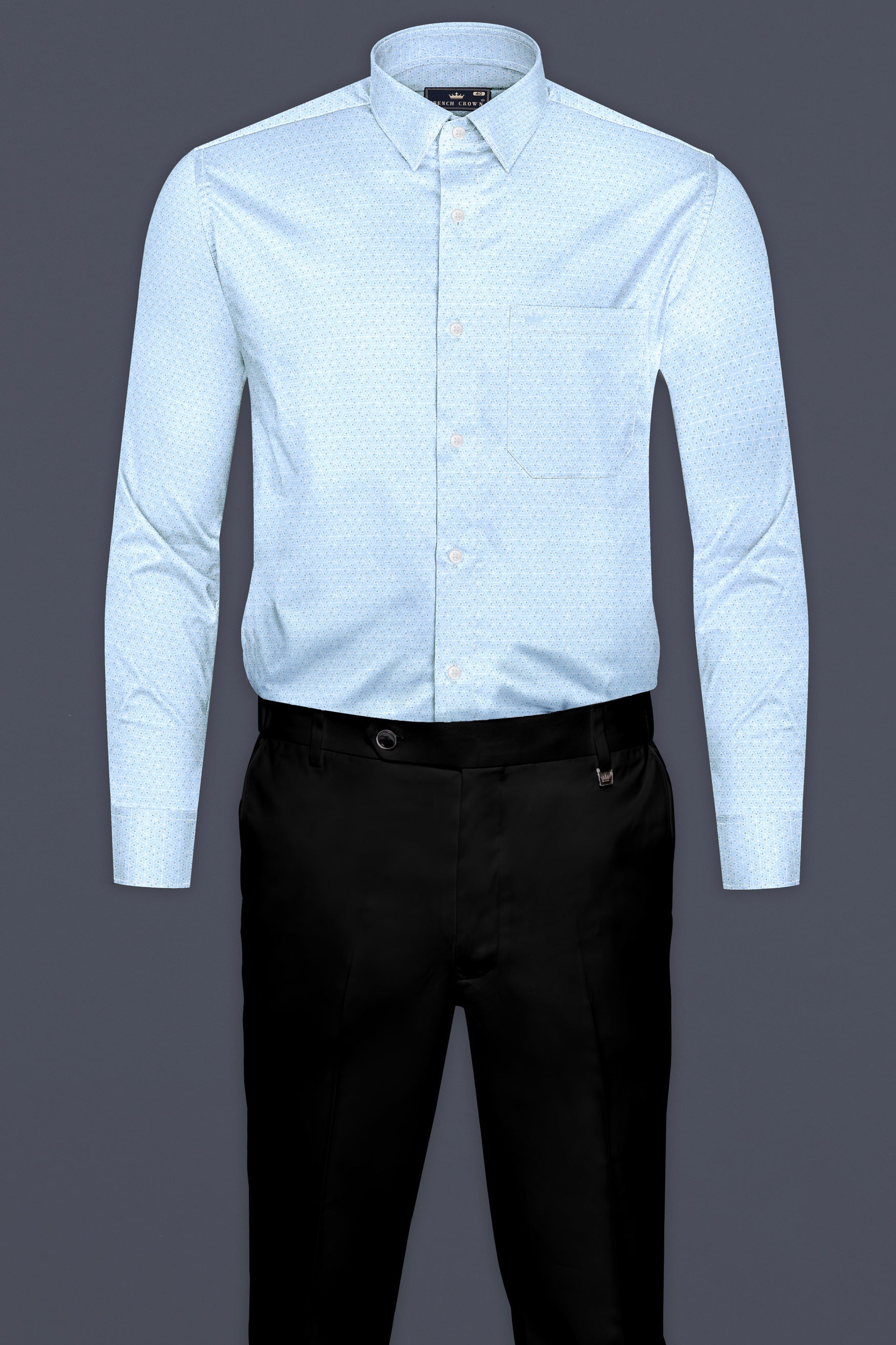Tropical Blue Small Triangles printed Super Soft Premium Cotton Shirt 12476-38, 12476-H-38, 12476-39, 12476-H-39, 12476-40, 12476-H-40, 12476-42, 12476-H-42, 12476-44, 12476-H-44, 12476-46, 12476-H-46, 12476-48, 12476-H-48, 12476-50, 12476-H-50, 12476-52, 12476-H-52