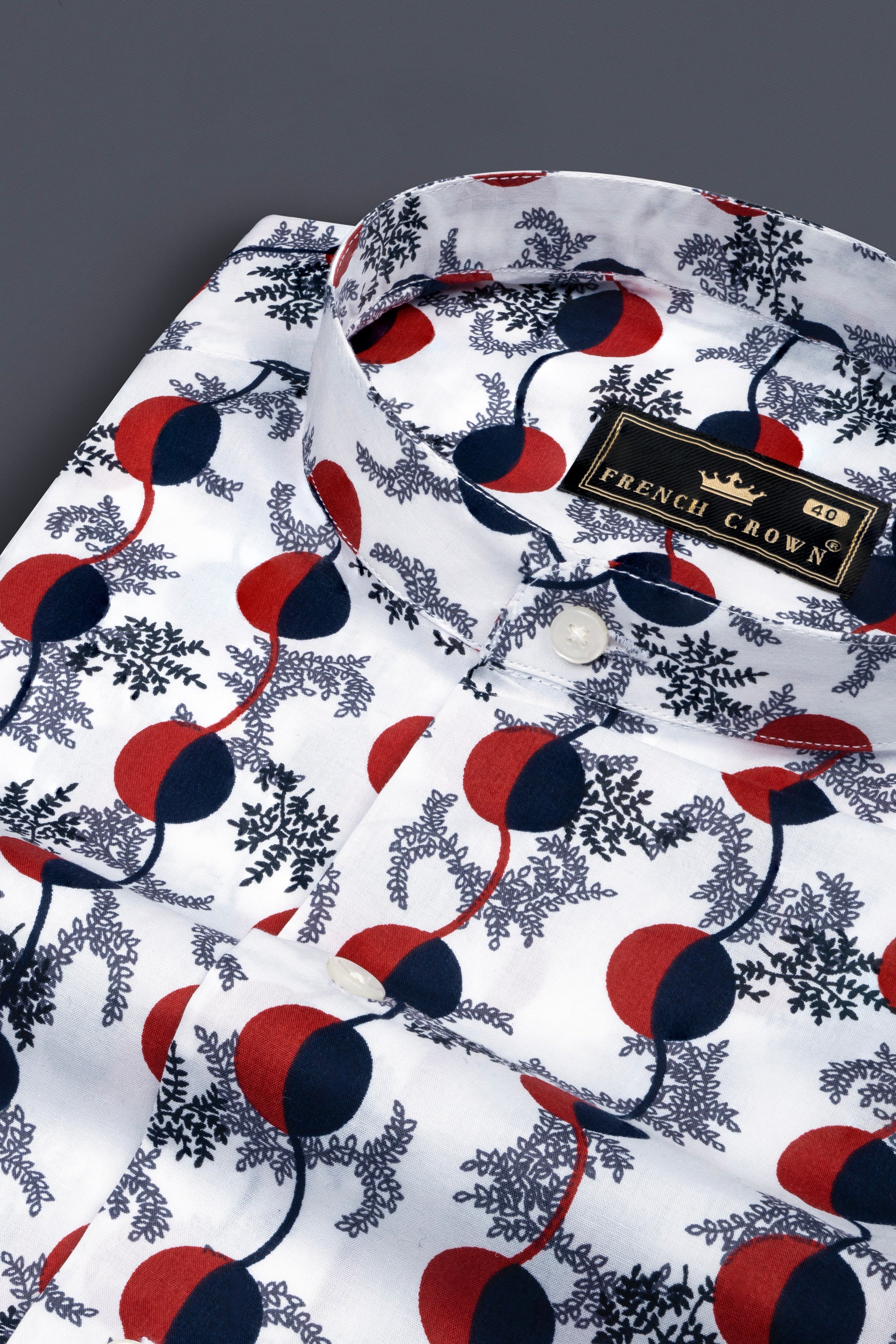 Bright White with Carmine Red and Midnight Blue Printed Poplin Giza Cotton Shirt 12478-M-38, 12478-M-H-38, 12478-M-39, 12478-M-H-39, 12478-M-40, 12478-M-H-40, 12478-M-42, 12478-M-H-42, 12478-M-44, 12478-M-H-44, 12478-M-46, 12478-M-H-46, 12478-M-48, 12478-M-H-48, 12478-M-50, 12478-M-H-50, 12478-M-52, 12478-M-H-52