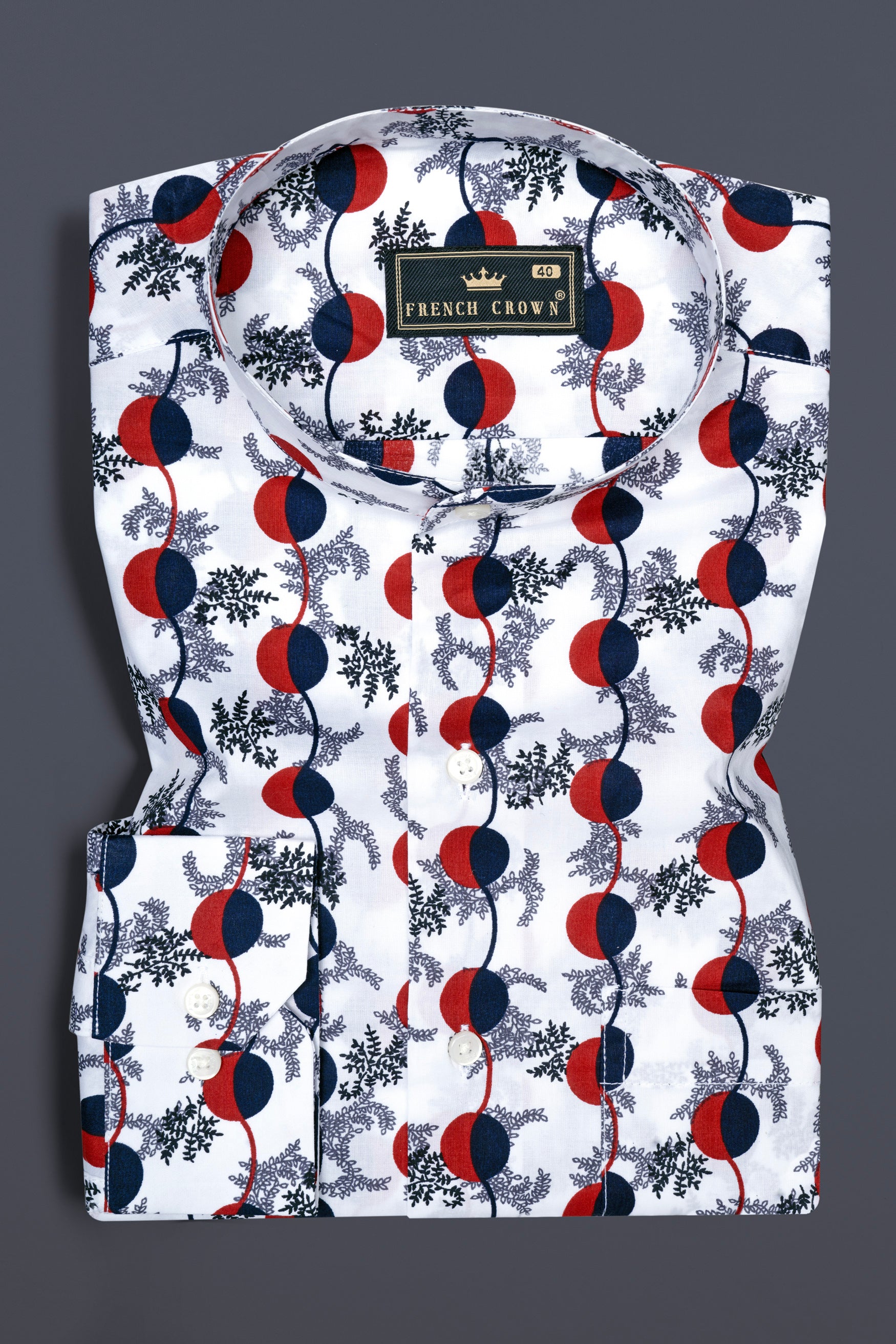 Bright White with Carmine Red and Midnight Blue Printed Poplin Giza Cotton Shirt 12478-M-38, 12478-M-H-38, 12478-M-39, 12478-M-H-39, 12478-M-40, 12478-M-H-40, 12478-M-42, 12478-M-H-42, 12478-M-44, 12478-M-H-44, 12478-M-46, 12478-M-H-46, 12478-M-48, 12478-M-H-48, 12478-M-50, 12478-M-H-50, 12478-M-52, 12478-M-H-52