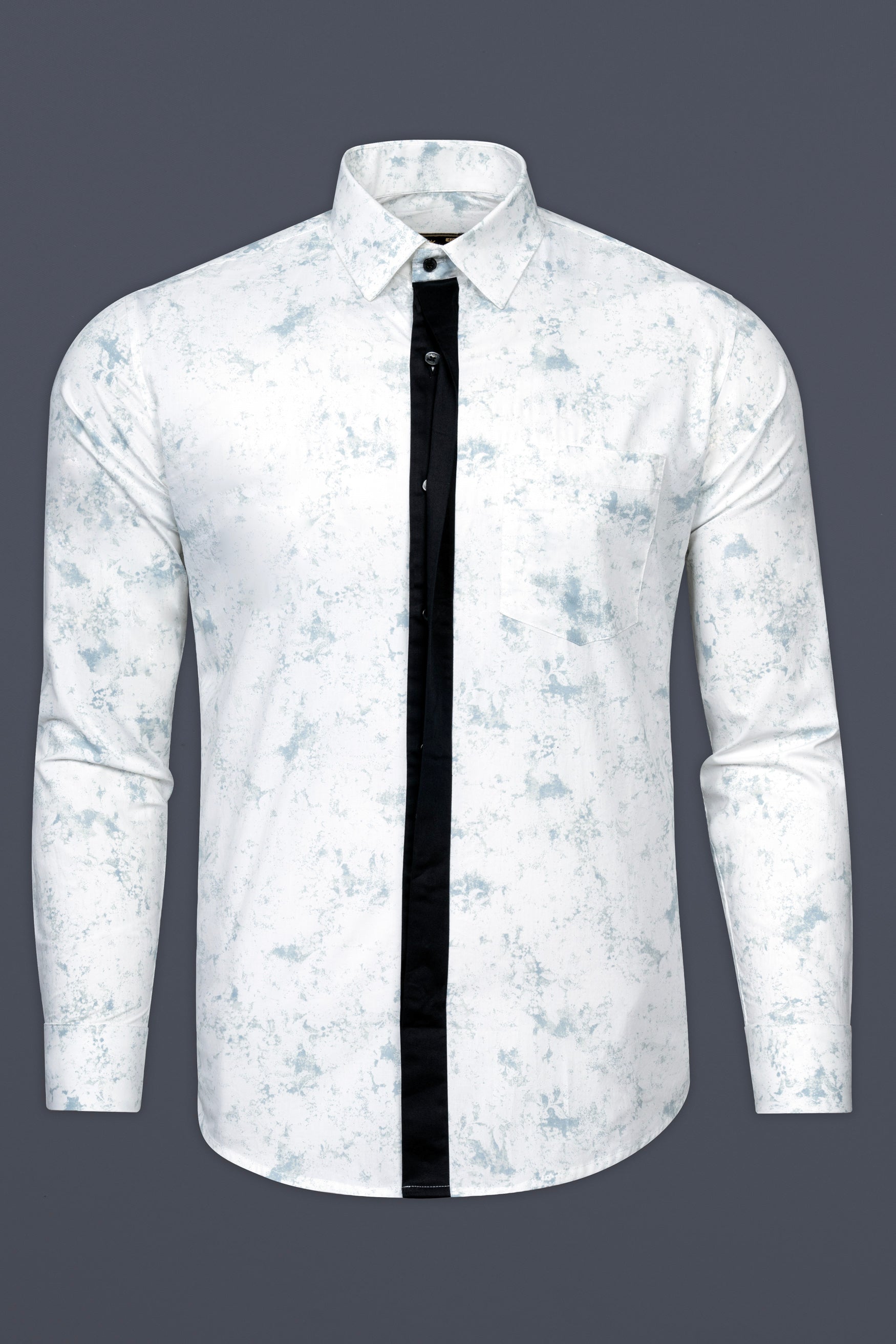 Bright White with French Gray Marble Prints with Black Button Patti Placket Super Soft Premium Designer Shirt 12479-BLK-P880-38, 12479-BLK-P880-H-38, 12479-BLK-P880-39, 12479-BLK-P880-H-39, 12479-BLK-P880-40, 12479-BLK-P880-H-40, 12479-BLK-P880-42, 12479-BLK-P880-H-42, 12479-BLK-P880-44, 12479-BLK-P880-H-44, 12479-BLK-P880-46, 12479-BLK-P880-H-46, 12479-BLK-P880-48, 12479-BLK-P880-H-48, 12479-BLK-P880-50, 12479-BLK-P880-H-50, 12479-BLK-P880-52, 12479-BLK-P880-H-52