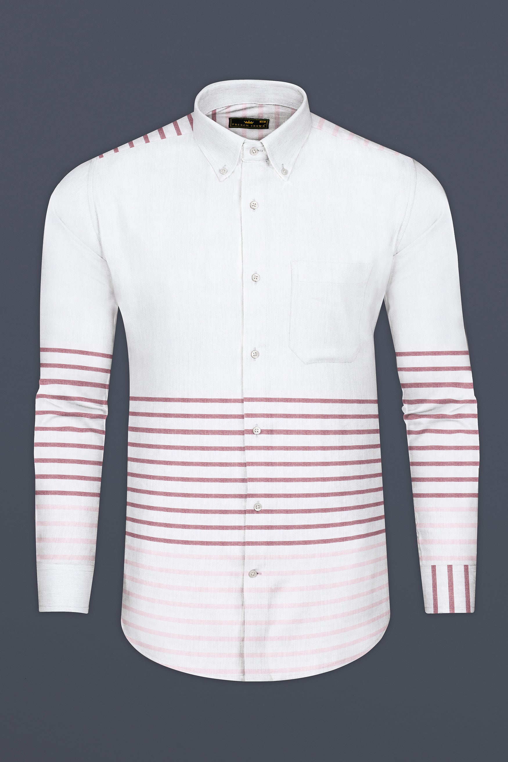 Bright White with Turkish Pink Horizontal Striped Oxford Cotton Shirt 12482-BD-38, 12482-BD-H-38, 12482-BD-39, 12482-BD-H-39, 12482-BD-40, 12482-BD-H-40, 12482-BD-42, 12482-BD-H-42, 12482-BD-44, 12482-BD-H-44, 12482-BD-46, 12482-BD-H-46, 12482-BD-48, 12482-BD-H-48, 12482-BD-50, 12482-BD-H-50, 12482-BD-52, 12482-BD-H-52
