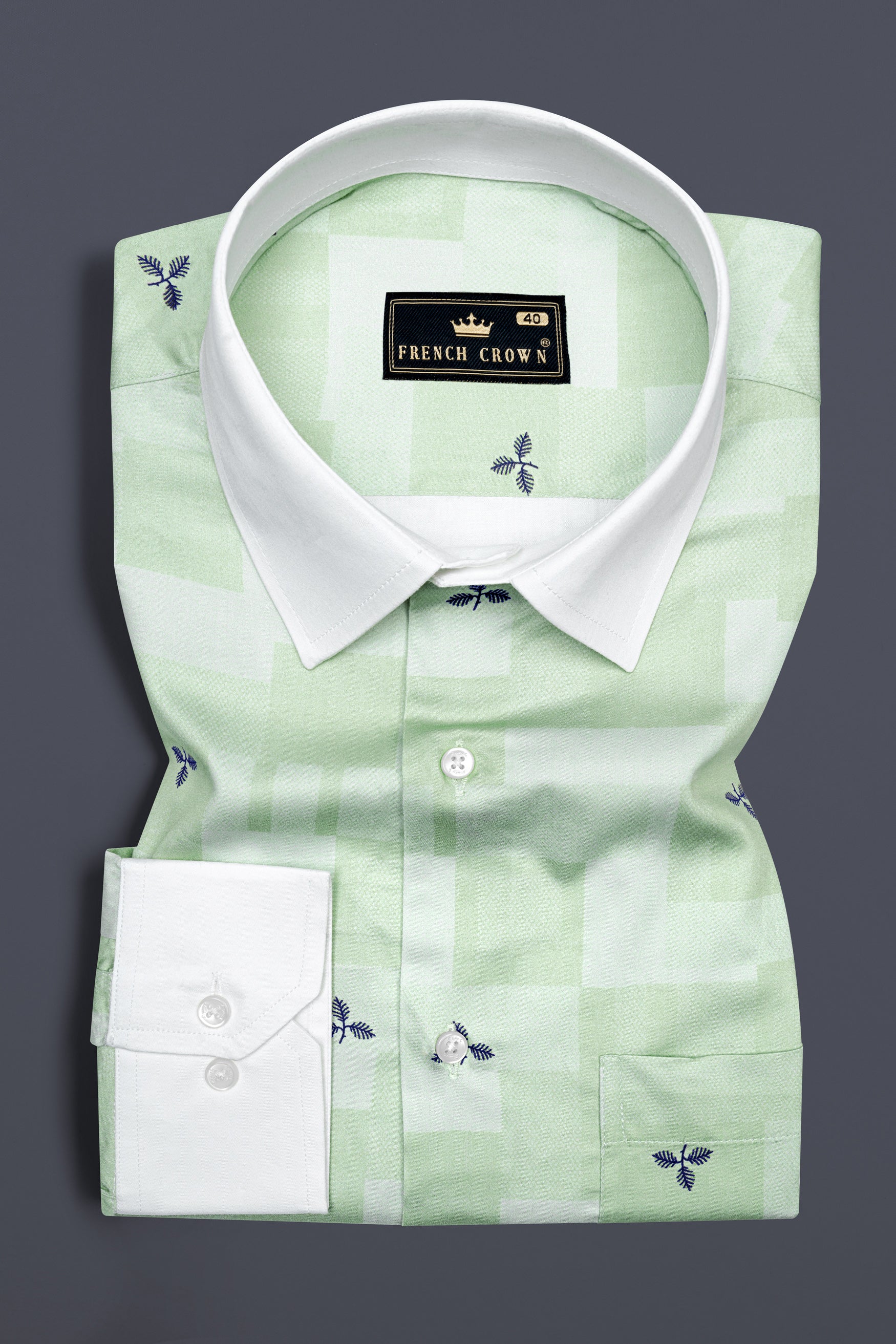 Fringy Green with Stratos blue leaves Printed Super Soft Premium Cotton Shirt 12501-WCC-38, 12501-WCC-H-38, 12501-WCC-39, 12501-WCC-H-39, 12501-WCC-40, 12501-WCC-H-40, 12501-WCC-42, 12501-WCC-H-42, 12501-WCC-44, 12501-WCC-H-44, 12501-WCC-46, 12501-WCC-H-46, 12501-WCC-48, 12501-WCC-H-48, 12501-WCC-50, 12501-WCC-H-50, 12501-WCC-52, 12501-WCC-H-52