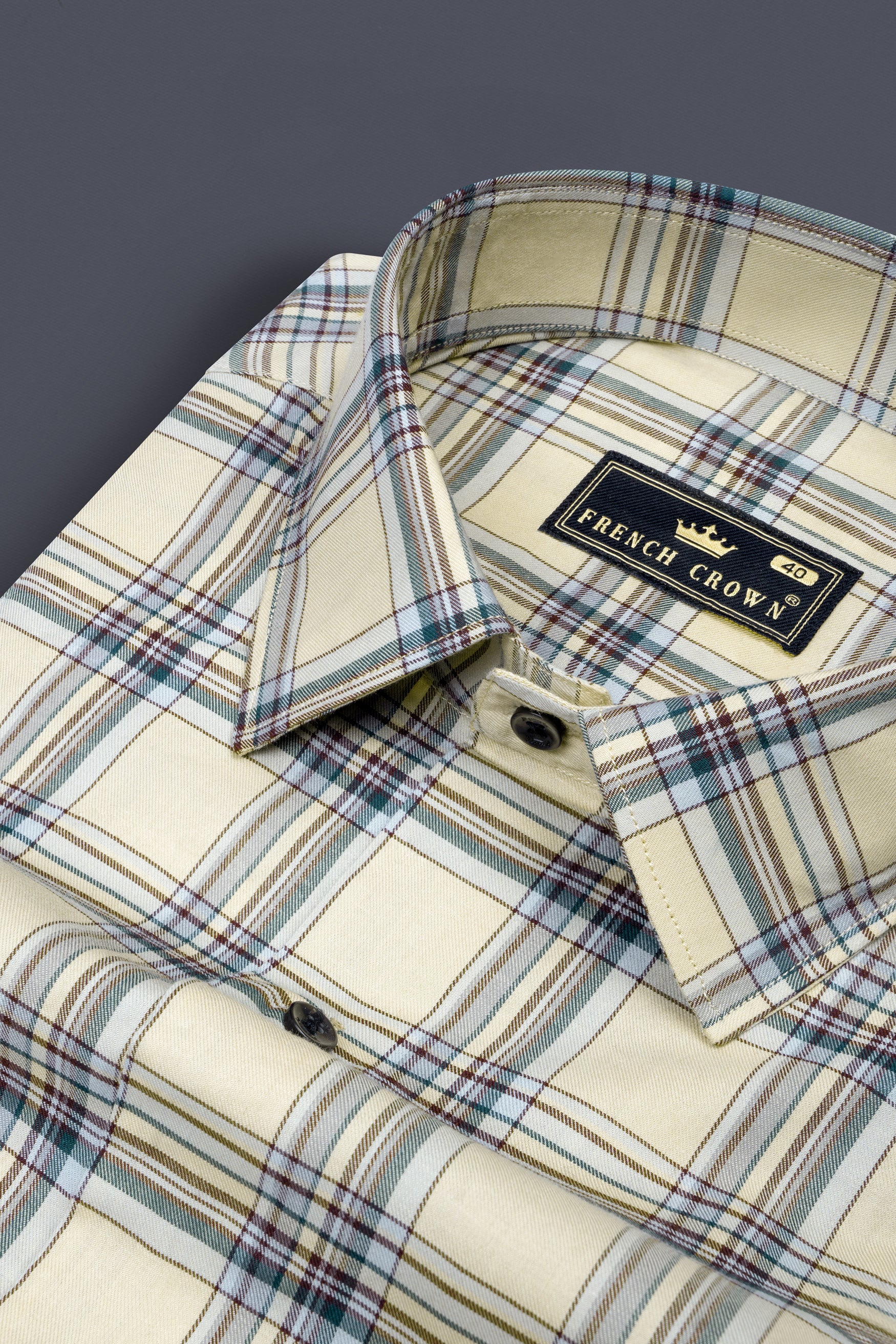 Periglacial Cream Plaid Twill Premium Cotton Shirt 12504-BLK-38, 12504-BLK-H-38, 12504-BLK-39, 12504-BLK-H-39, 12504-BLK-40, 12504-BLK-H-40, 12504-BLK-42, 12504-BLK-H-42, 12504-BLK-44, 12504-BLK-H-44, 12504-BLK-46, 12504-BLK-H-46, 12504-BLK-48, 12504-BLK-H-48, 12504-BLK-50, 12504-BLK-H-50, 12504-BLK-52, 12504-BLK-H-52