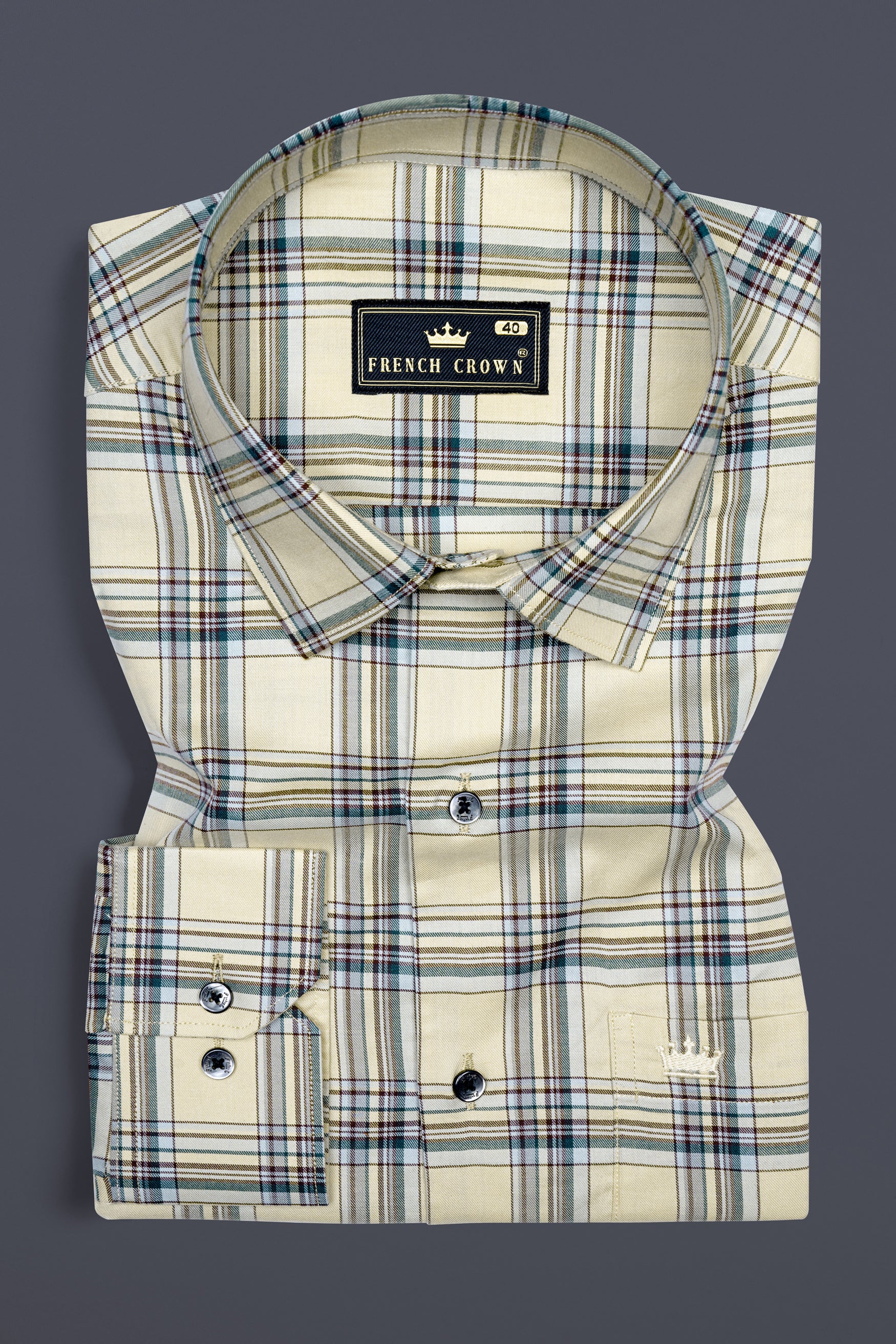 Periglacial Cream Plaid Twill Premium Cotton Shirt 12504-BLK-38, 12504-BLK-H-38, 12504-BLK-39, 12504-BLK-H-39, 12504-BLK-40, 12504-BLK-H-40, 12504-BLK-42, 12504-BLK-H-42, 12504-BLK-44, 12504-BLK-H-44, 12504-BLK-46, 12504-BLK-H-46, 12504-BLK-48, 12504-BLK-H-48, 12504-BLK-50, 12504-BLK-H-50, 12504-BLK-52, 12504-BLK-H-52