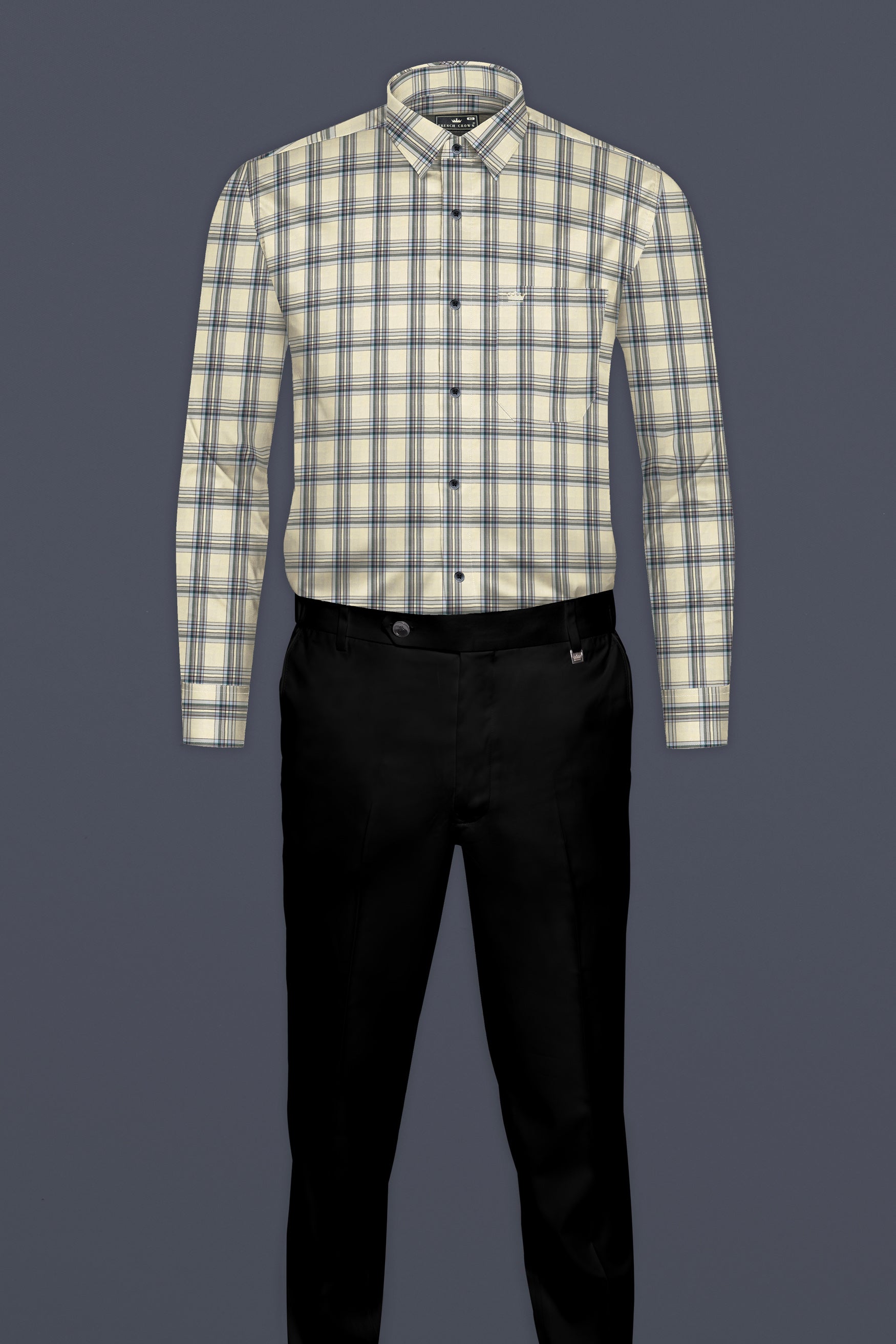 Periglacial Cream Plaid Twill Premium Cotton Shirt 12504-BLK-38, 12504-BLK-H-38, 12504-BLK-39, 12504-BLK-H-39, 12504-BLK-40, 12504-BLK-H-40, 12504-BLK-42, 12504-BLK-H-42, 12504-BLK-44, 12504-BLK-H-44, 12504-BLK-46, 12504-BLK-H-46, 12504-BLK-48, 12504-BLK-H-48, 12504-BLK-50, 12504-BLK-H-50, 12504-BLK-52, 12504-BLK-H-52