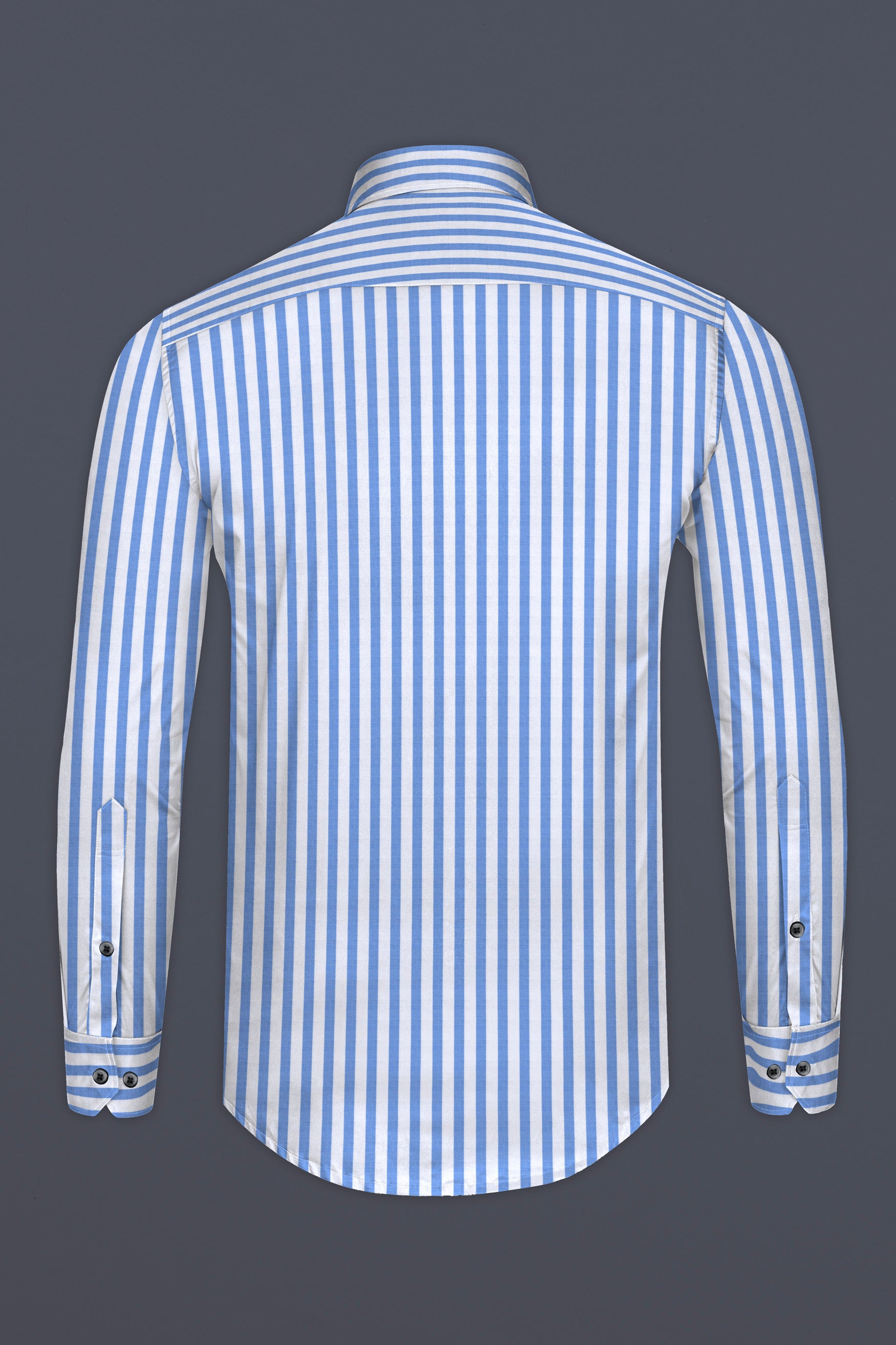 Cornflower Blue with White Striped Poplin Giza Cotton Shirt