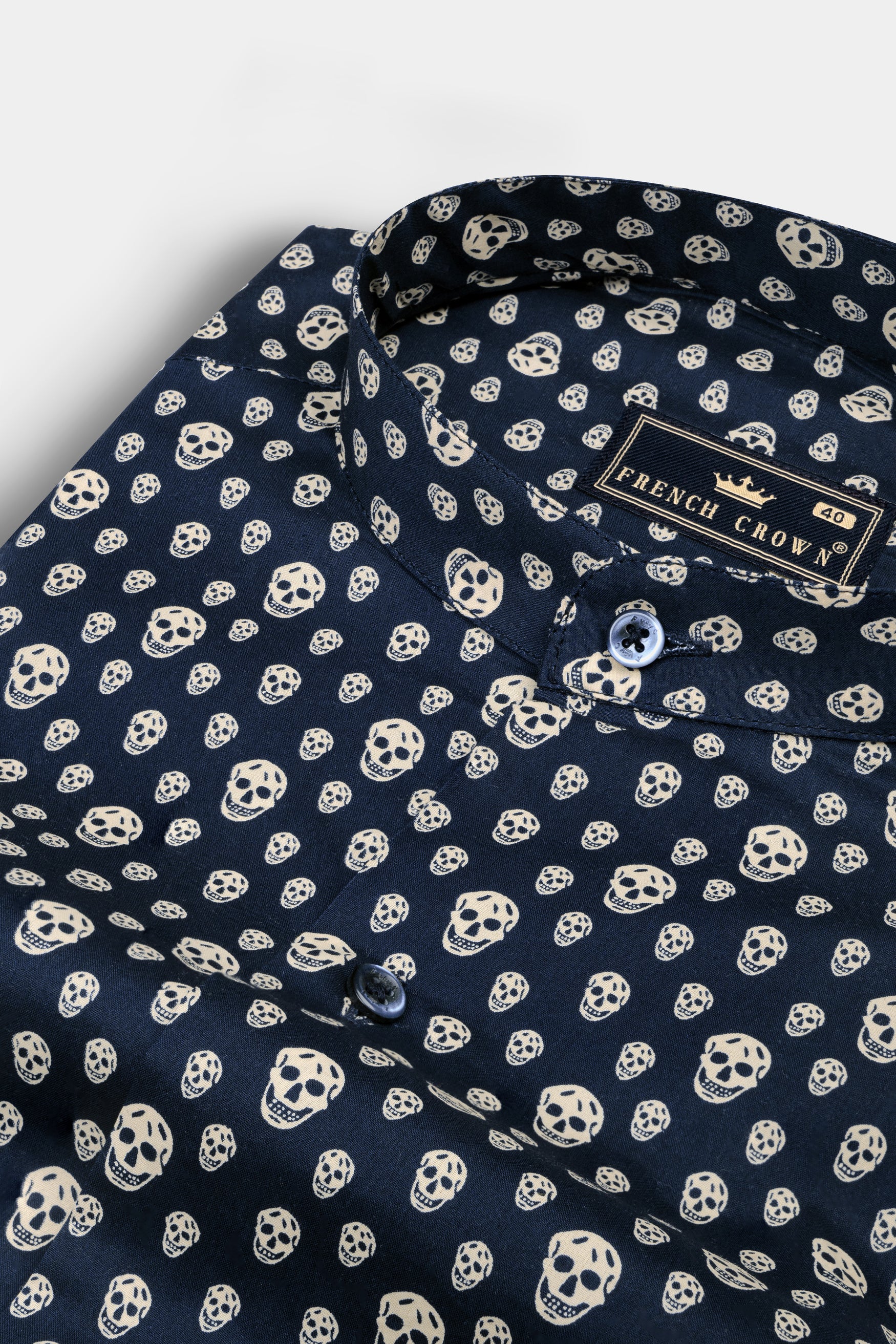 Mirage Blue with Beige Skull Casual Prints Premium Cotton Shirt