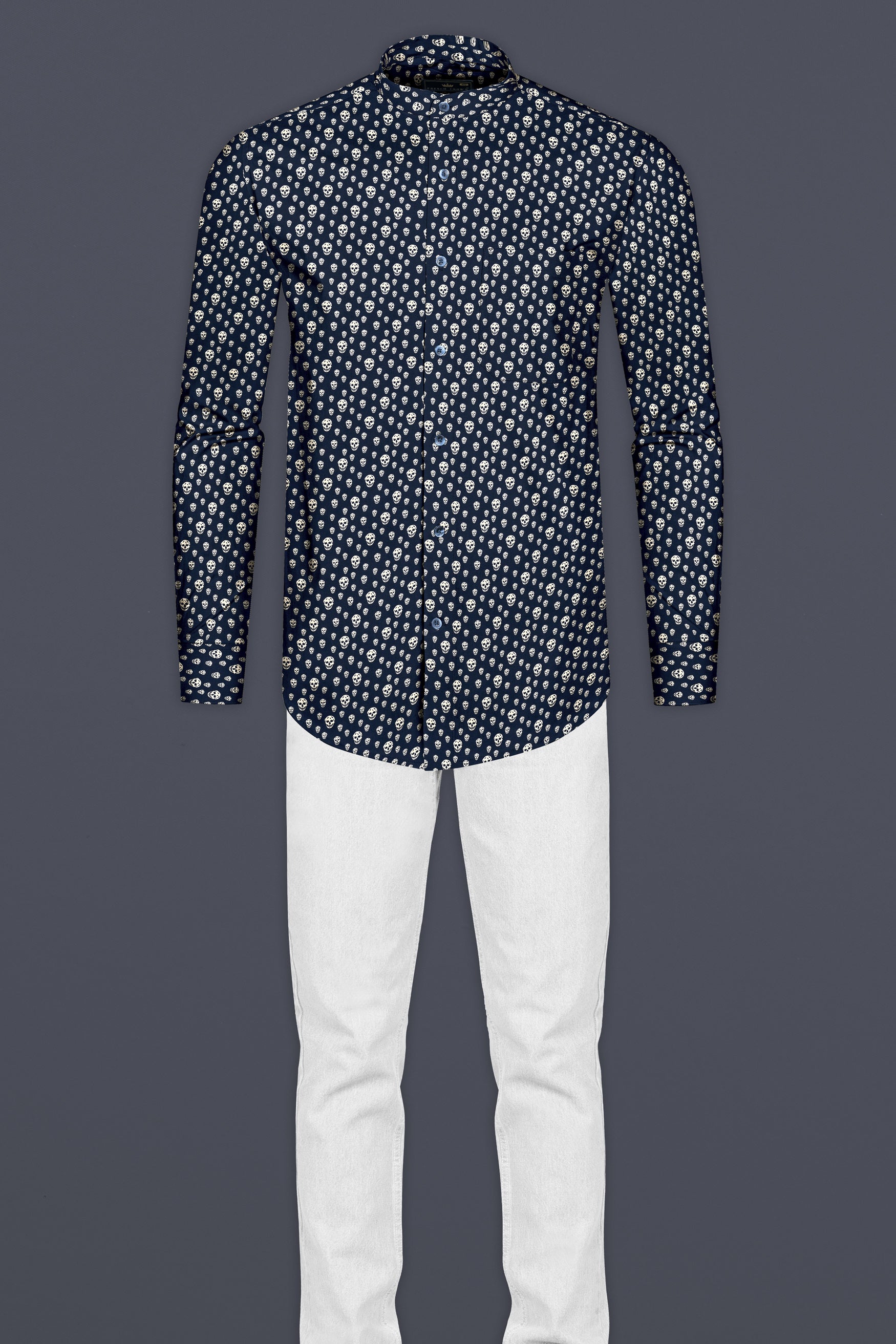 Mirage Blue with Beige Skull Printed Poplin Giza Cotton Shirt 12517-M-BLE-38,  12517-M-BLE-H-38,  12517-M-BLE-39,  12517-M-BLE-H-39,  12517-M-BLE-40,  12517-M-BLE-H-40,  12517-M-BLE-42,  12517-M-BLE-H-42,  12517-M-BLE-44,  12517-M-BLE-H-44,  12517-M-BLE-46,  12517-M-BLE-H-46,  12517-M-BLE-48,  12517-M-BLE-H-48,  12517-M-BLE-50,  12517-M-BLE-H-50,  12517-M-BLE-52,  12517-M-BLE-H-52