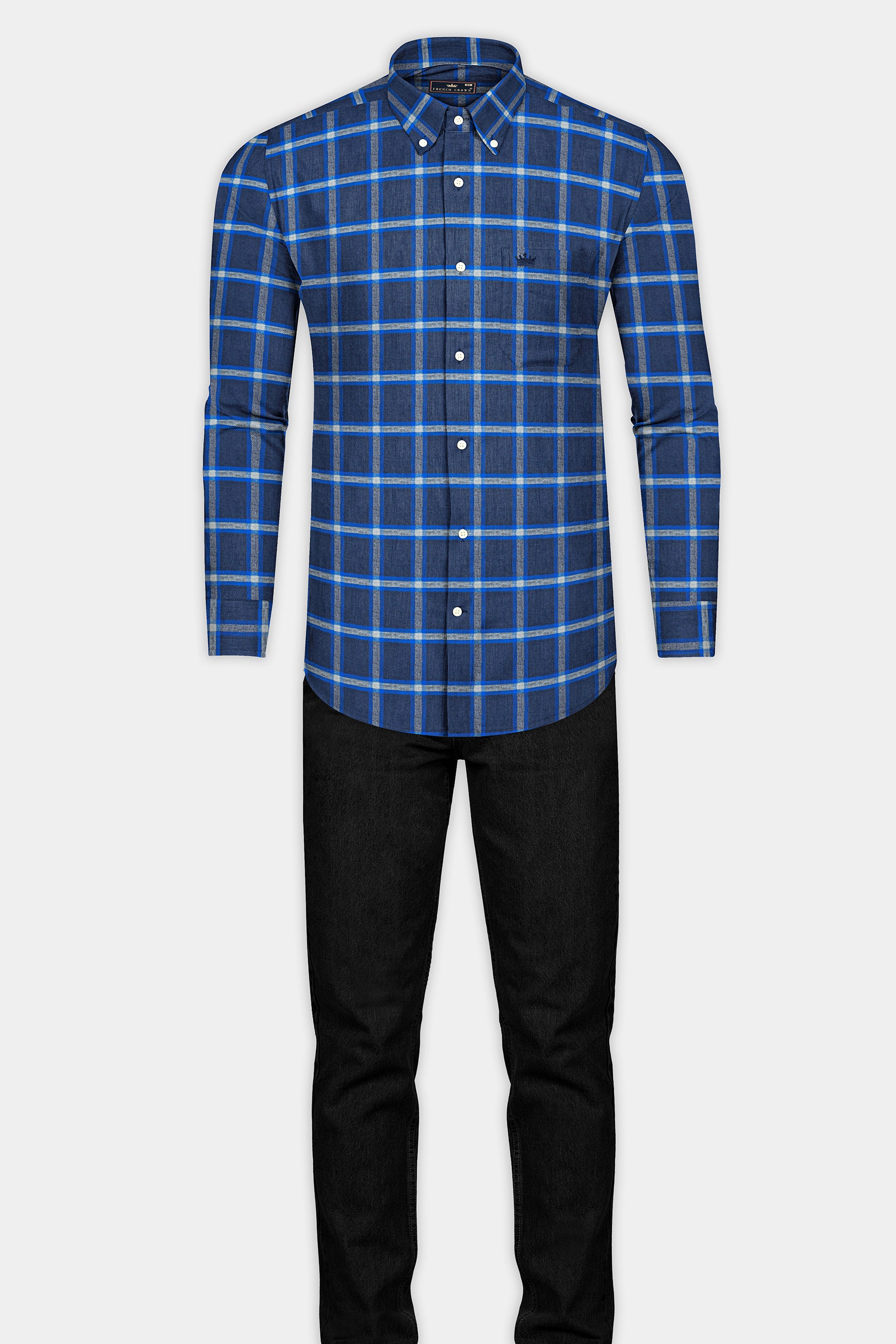 Rhino Blue Windowpane Plaid Flannel Cotton Shirt 12525-BD-38, 12525-BD-H-38, 12525-BD-39, 12525-BD-H-39, 12525-BD-40, 12525-BD-H-40, 12525-BD-42, 12525-BD-H-42, 12525-BD-44, 12525-BD-H-44, 12525-BD-46, 12525-BD-H-46, 12525-BD-48, 12525-BD-H-48, 12525-BD-50, 12525-BD-H-50, 12525-BD-52, 12525-BD-H-52