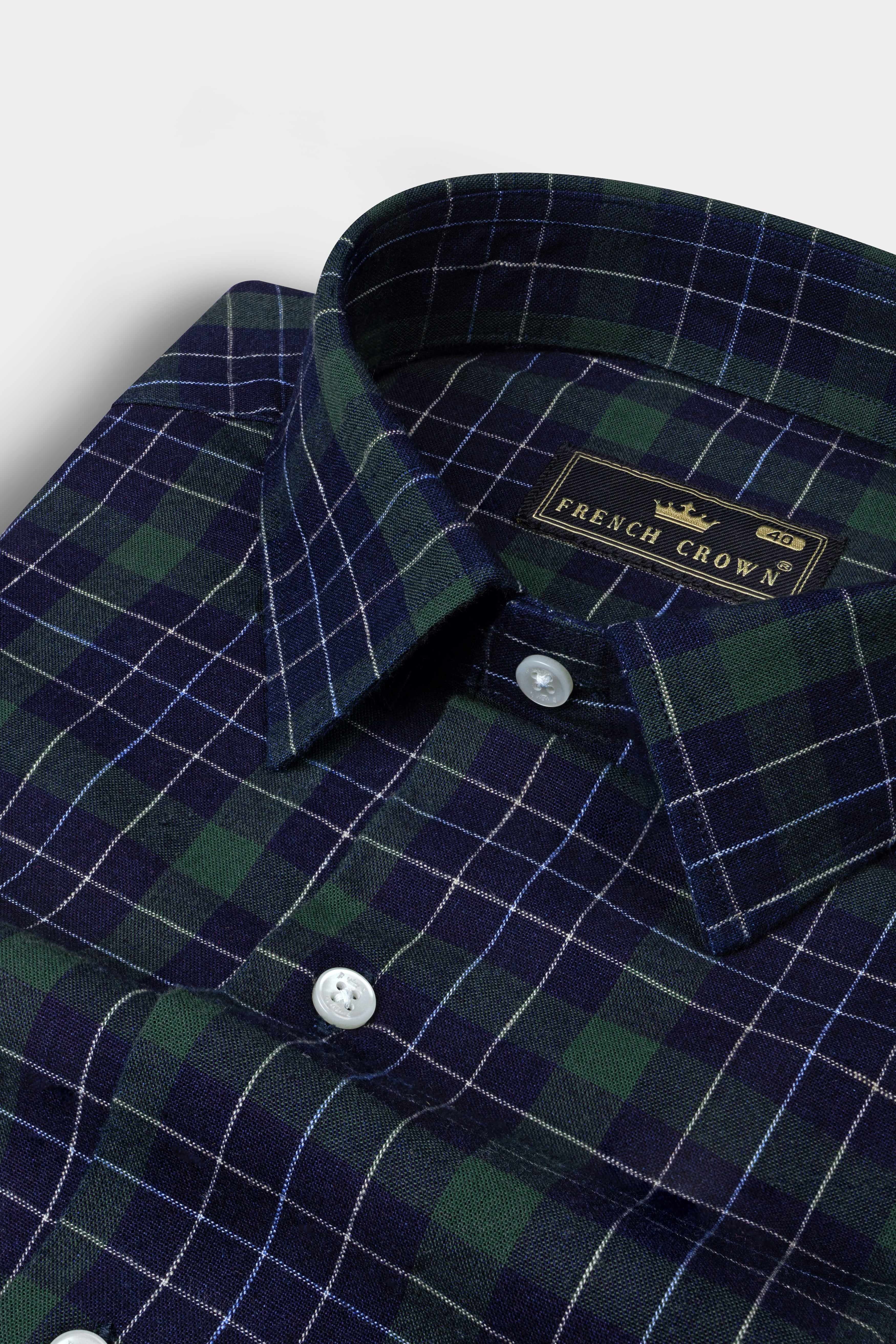 Midnight Blue with Plantation Green Plaid Oxford Shirt