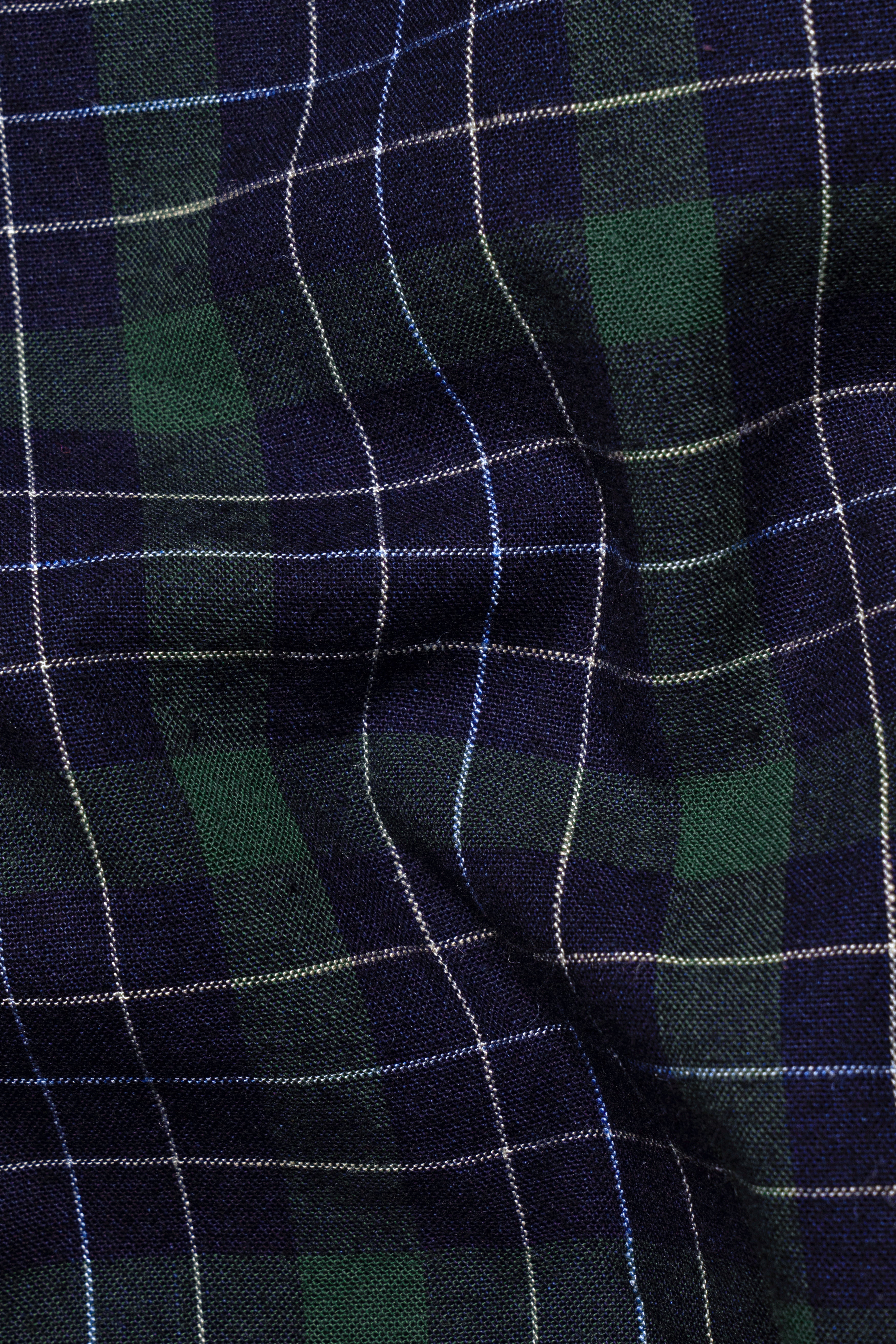 Midnight Blue with Plantation Green Plaid Oxford Shirt