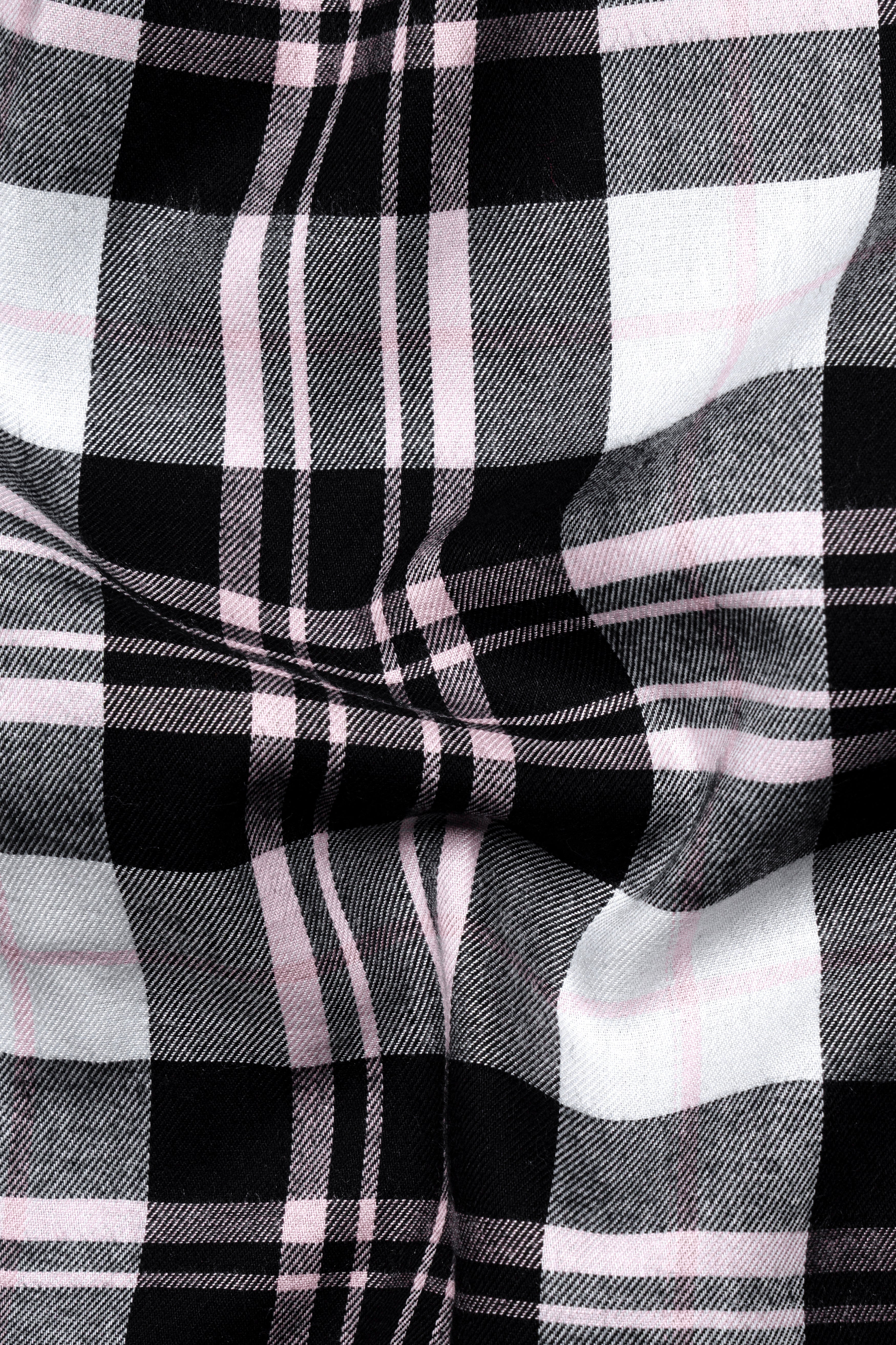 Jade Black and White Checks Plaid Twill Giza Cotton Shirt