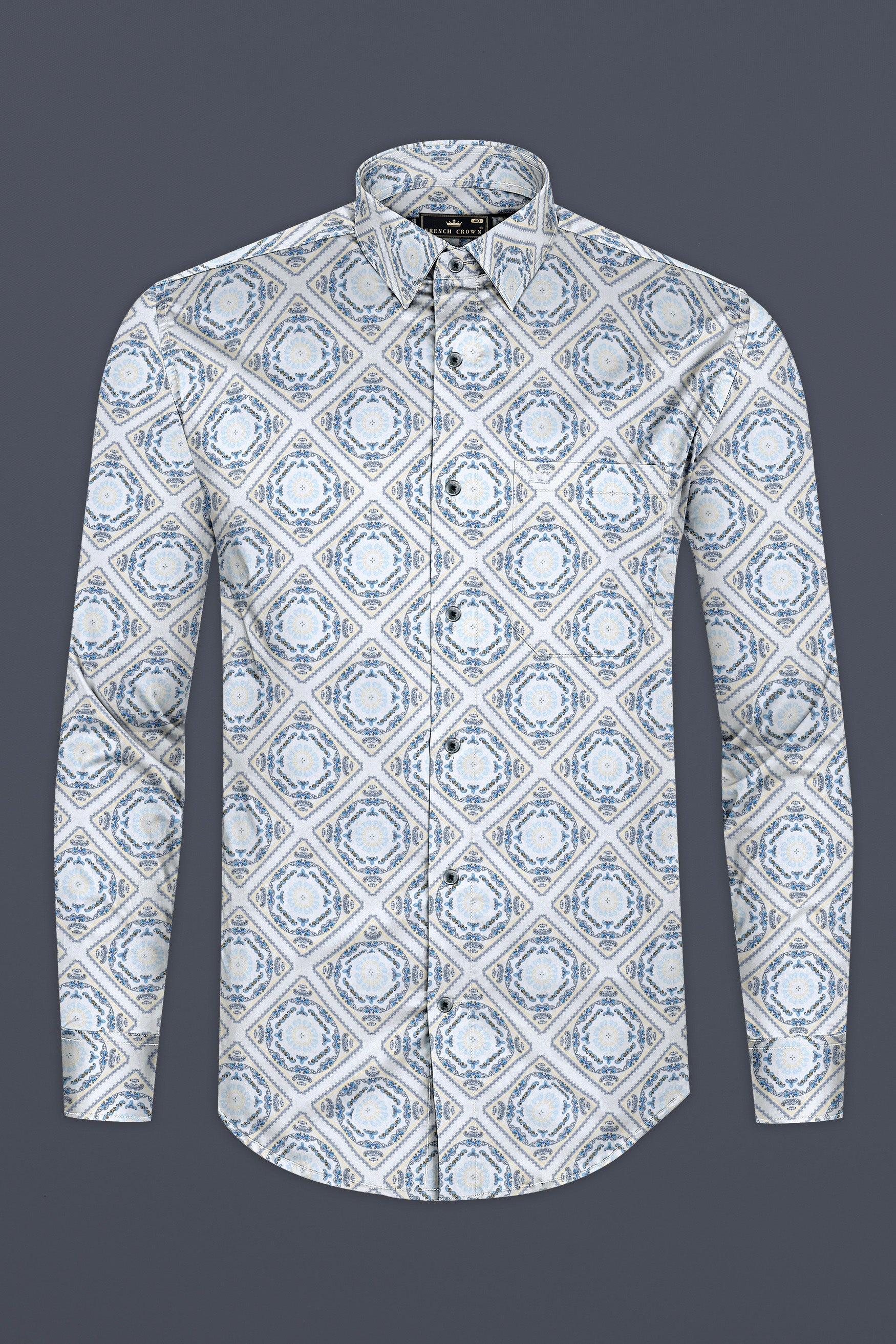 Bright White Geometric Printed Super Soft Premium Cotton Shirt 12537-BLK-38,  12537-BLK-H-38,  12537-BLK-39,  12537-BLK-H-39,  12537-BLK-40,  12537-BLK-H-40,  12537-BLK-42,  12537-BLK-H-42,  12537-BLK-44,  12537-BLK-H-44,  12537-BLK-46,  12537-BLK-H-46,  12537-BLK-48,  12537-BLK-H-48,  12537-BLK-50,  12537-BLK-H-50,  12537-BLK-52,  12537-BLK-H-52