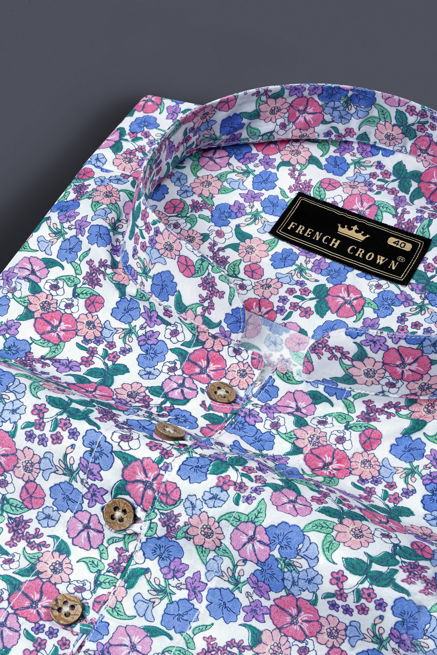 Lilac Multicolored Flower Printed Poplin Giza Cotton Shirt 12538-KS-38,  12538-KS-H-38,  12538-KS-39,  12538-KS-H-39,  12538-KS-40,  12538-KS-H-40,  12538-KS-42,  12538-KS-H-42,  12538-KS-44,  12538-KS-H-44,  12538-KS-46,  12538-KS-H-46,  12538-KS-48,  12538-KS-H-48,  12538-KS-50,  12538-KS-H-50,  12538-KS-52,  12538-KS-H-52
