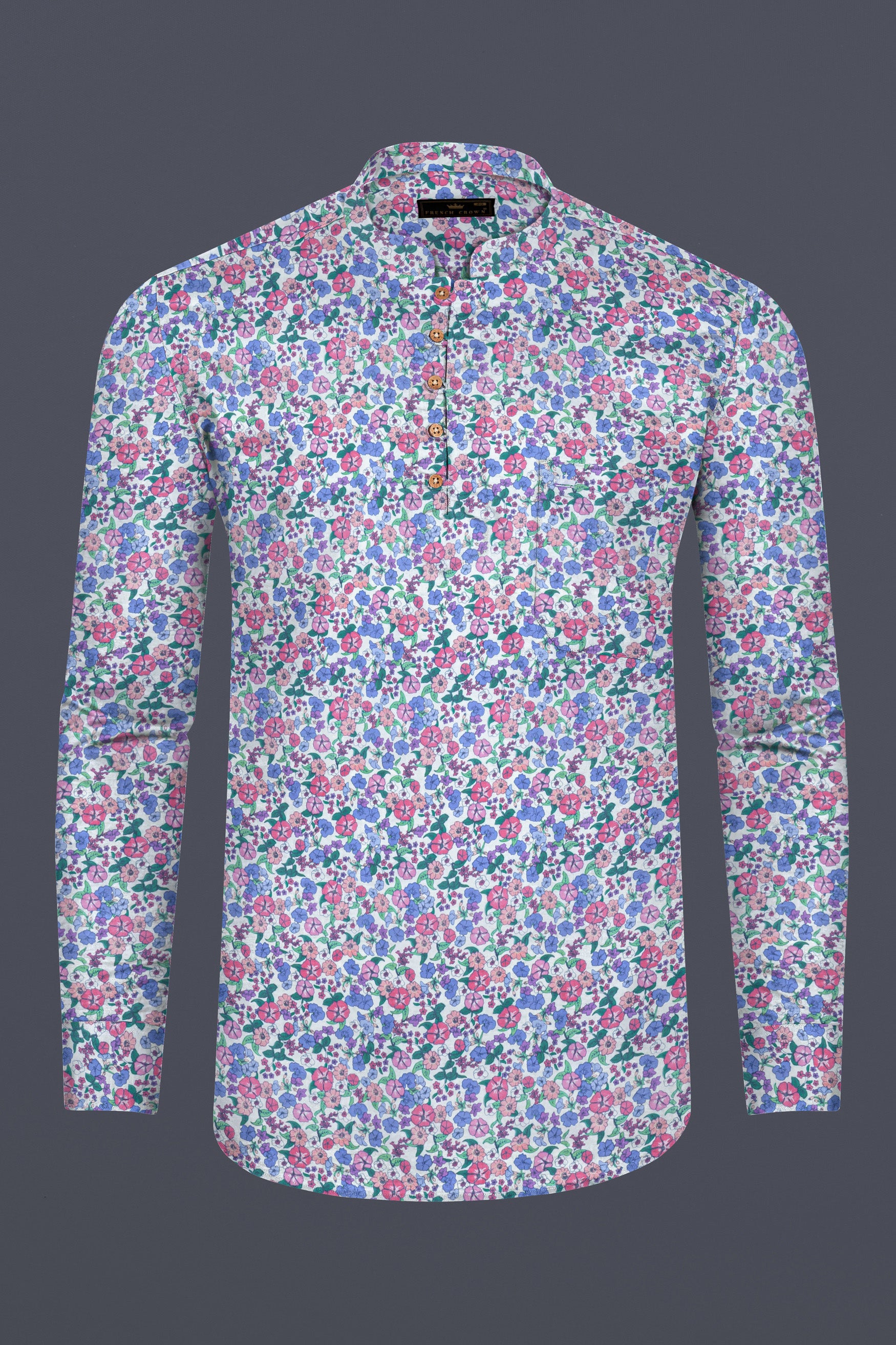 Lilac Multicolored Flower Printed Poplin Giza Cotton Shirt 12538-KS-38,  12538-KS-H-38,  12538-KS-39,  12538-KS-H-39,  12538-KS-40,  12538-KS-H-40,  12538-KS-42,  12538-KS-H-42,  12538-KS-44,  12538-KS-H-44,  12538-KS-46,  12538-KS-H-46,  12538-KS-48,  12538-KS-H-48,  12538-KS-50,  12538-KS-H-50,  12538-KS-52,  12538-KS-H-52