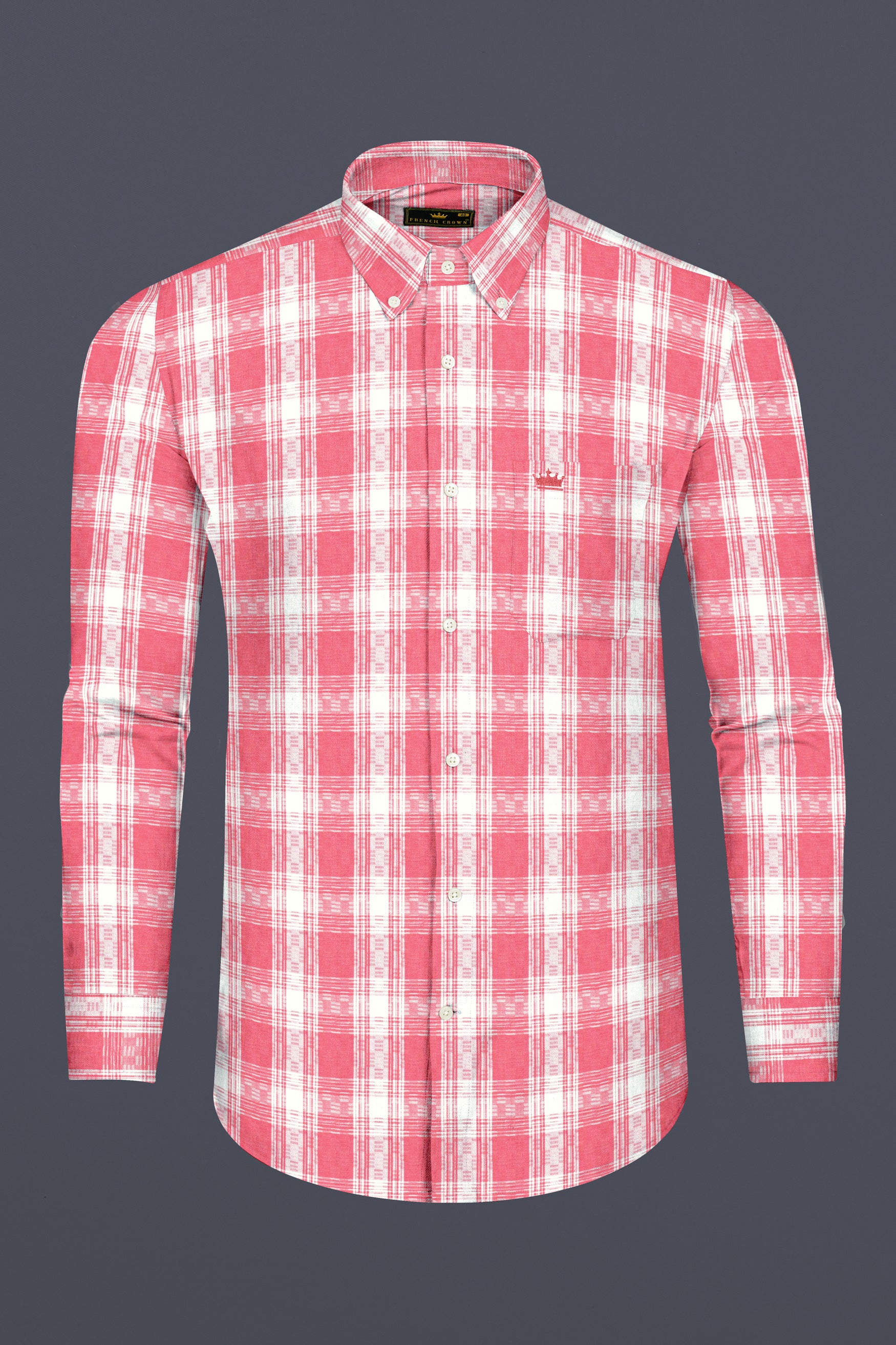 Rosy Pink and White Checks Plaid Dobby Textured Premium Giza Cotton Shirt 12543-BD-38,  12543-BD-H-38,  12543-BD-39,  12543-BD-H-39,  12543-BD-40,  12543-BD-H-40,  12543-BD-42,  12543-BD-H-42,  12543-BD-44,  12543-BD-H-44,  12543-BD-46,  12543-BD-H-46,  12543-BD-48,  12543-BD-H-48,  12543-BD-50,  12543-BD-H-50,  12543-BD-52,  12543-BD-H-52