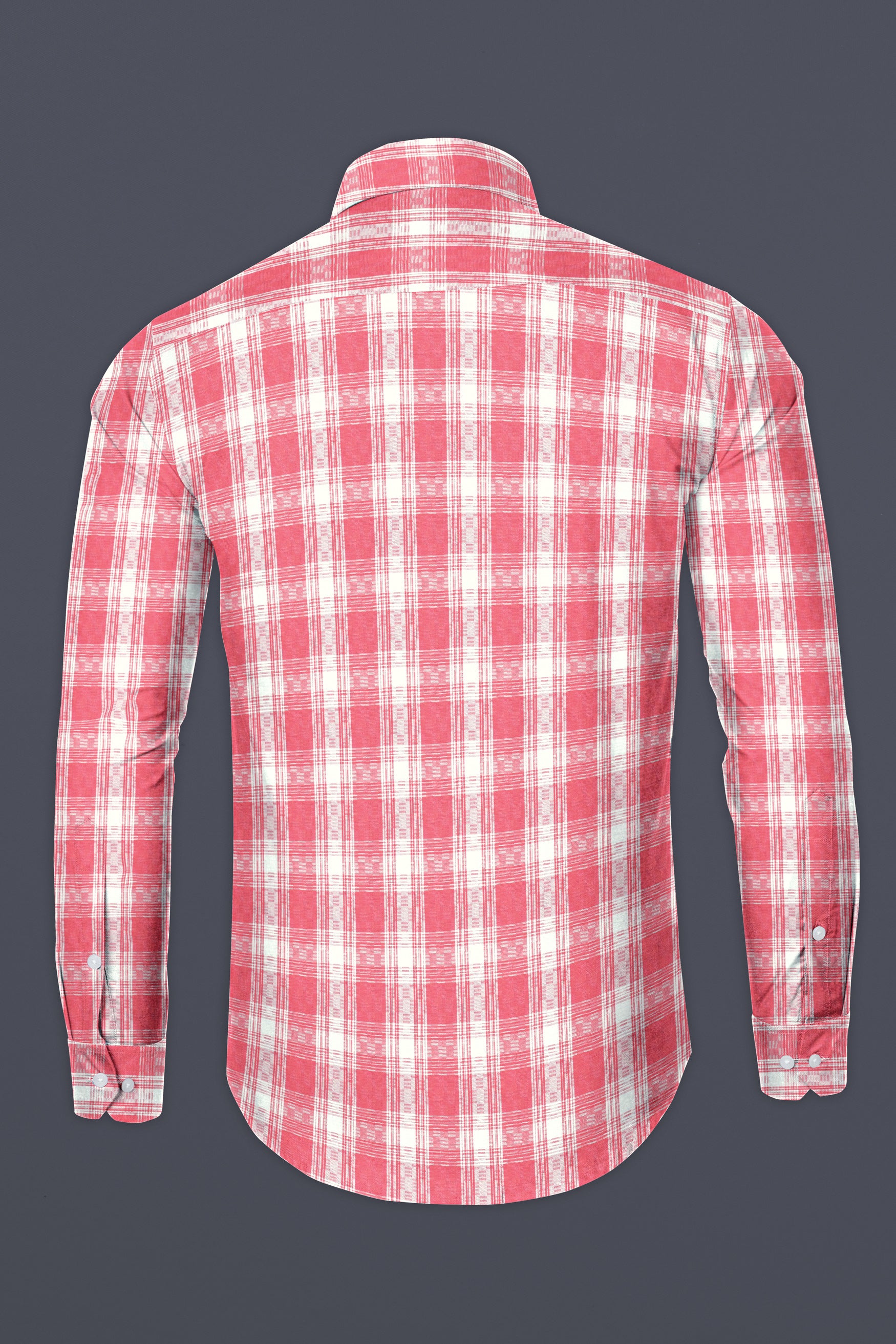 Rosy Pink and White Checks Plaid Dobby Textured Premium Giza Cotton Shirt 12543-BD-38,  12543-BD-H-38,  12543-BD-39,  12543-BD-H-39,  12543-BD-40,  12543-BD-H-40,  12543-BD-42,  12543-BD-H-42,  12543-BD-44,  12543-BD-H-44,  12543-BD-46,  12543-BD-H-46,  12543-BD-48,  12543-BD-H-48,  12543-BD-50,  12543-BD-H-50,  12543-BD-52,  12543-BD-H-52