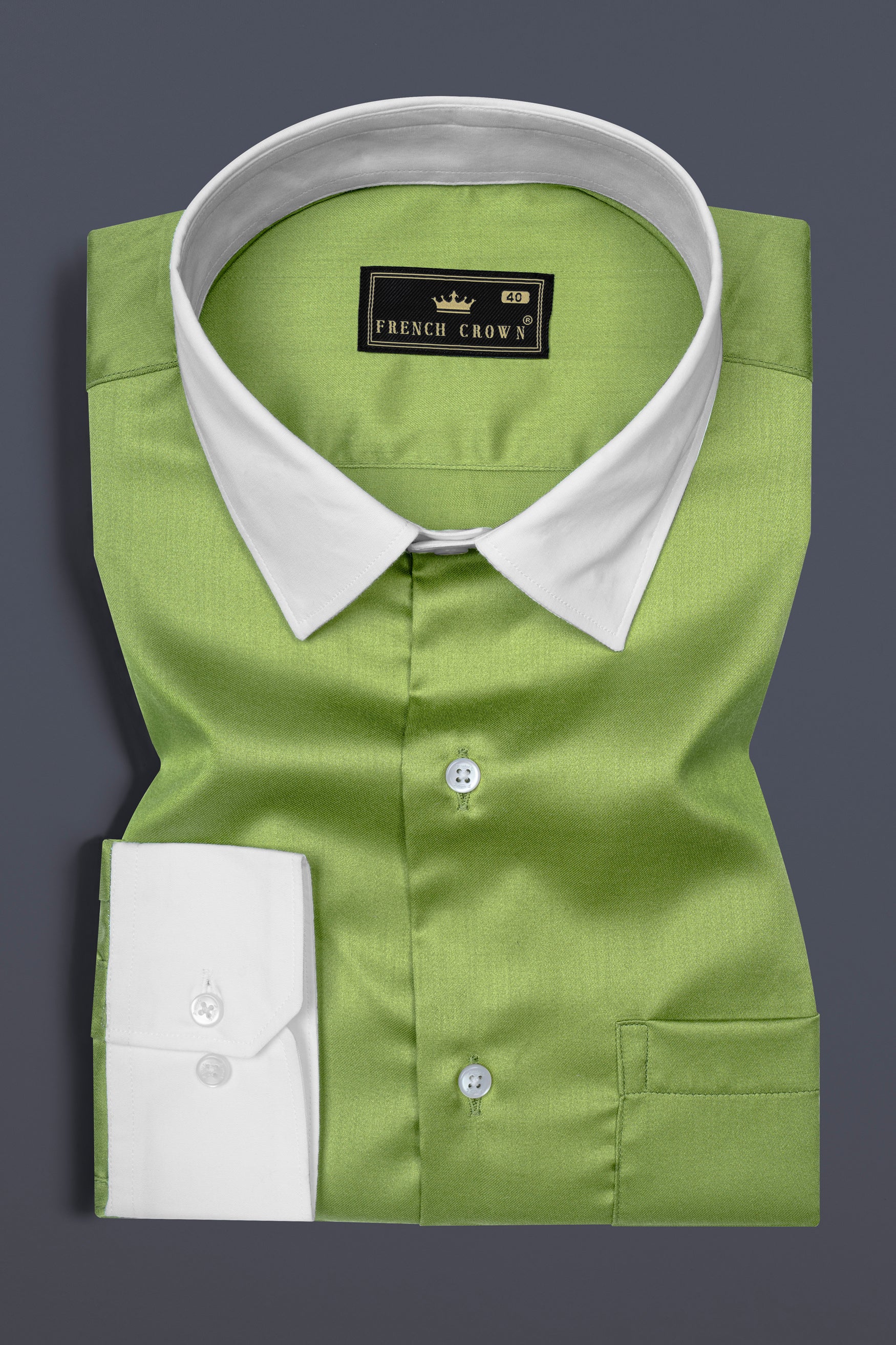 Asparagus Green Subtle Sheen Super Soft Premium Cotton Shirt 12549-WCC-38,  12549-WCC-H-38,  12549-WCC-39,  12549-WCC-H-39,  12549-WCC-40,  12549-WCC-H-40,  12549-WCC-42,  12549-WCC-H-42,  12549-WCC-44,  12549-WCC-H-44,  12549-WCC-46,  12549-WCC-H-46,  12549-WCC-48,  12549-WCC-H-48,  12549-WCC-50,  12549-WCC-H-50,  12549-WCC-52,  12549-WCC-H-52