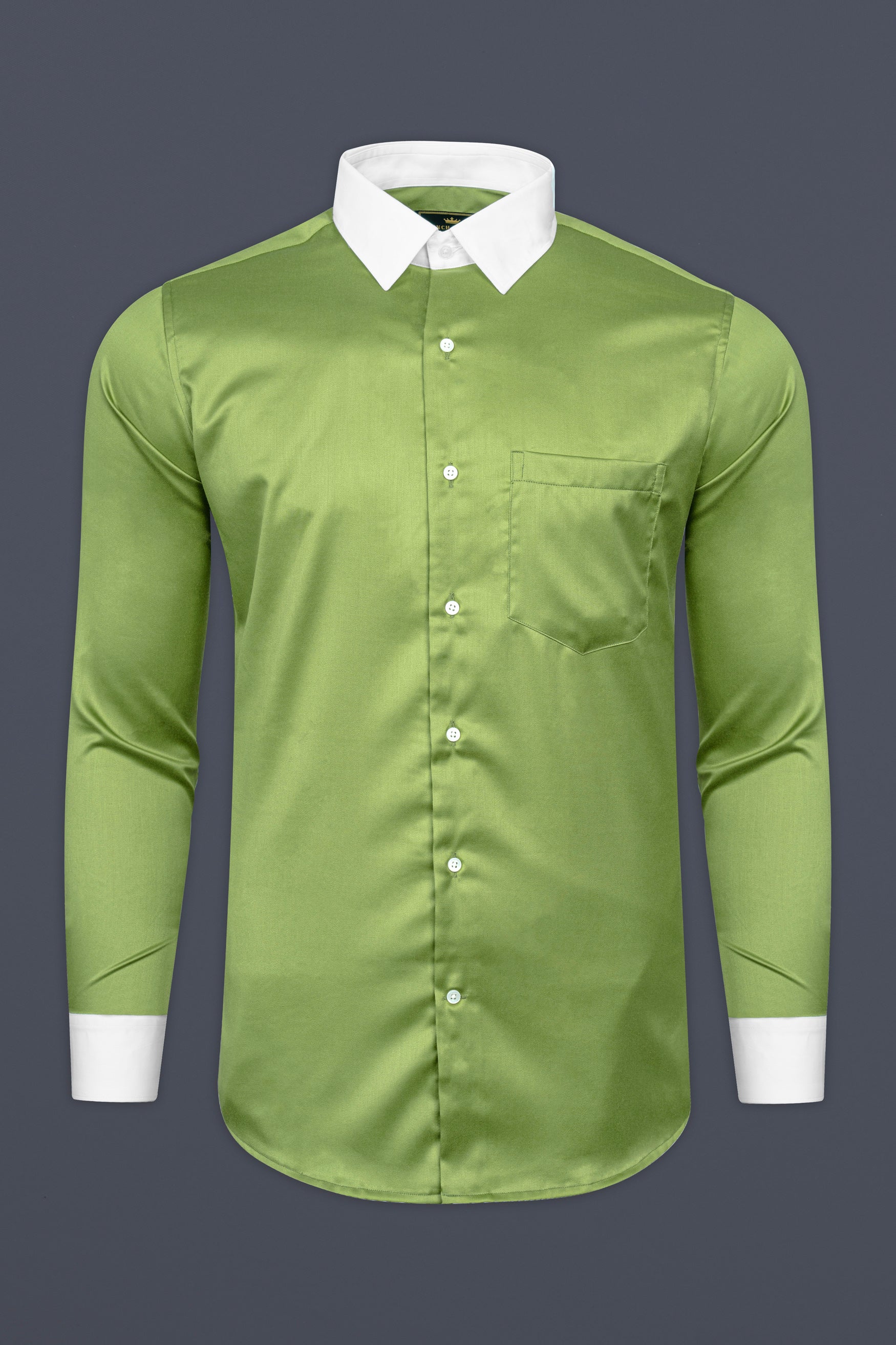 Asparagus Green Subtle Sheen Super Soft Premium Cotton Shirt 12549-WCC-38,  12549-WCC-H-38,  12549-WCC-39,  12549-WCC-H-39,  12549-WCC-40,  12549-WCC-H-40,  12549-WCC-42,  12549-WCC-H-42,  12549-WCC-44,  12549-WCC-H-44,  12549-WCC-46,  12549-WCC-H-46,  12549-WCC-48,  12549-WCC-H-48,  12549-WCC-50,  12549-WCC-H-50,  12549-WCC-52,  12549-WCC-H-52