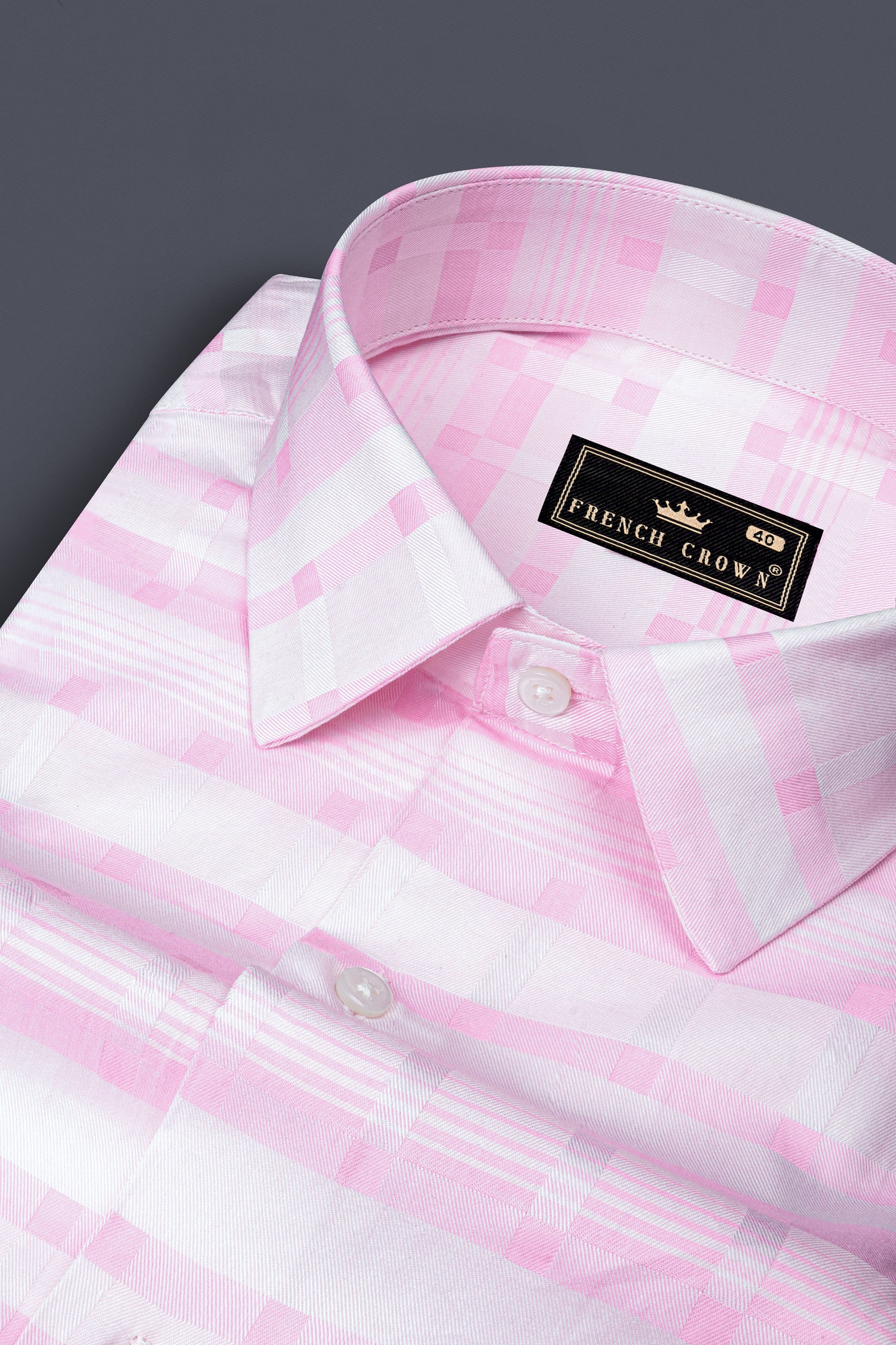 Melanie Pink Jacquard Textured Premium Giza Cotton Shirt