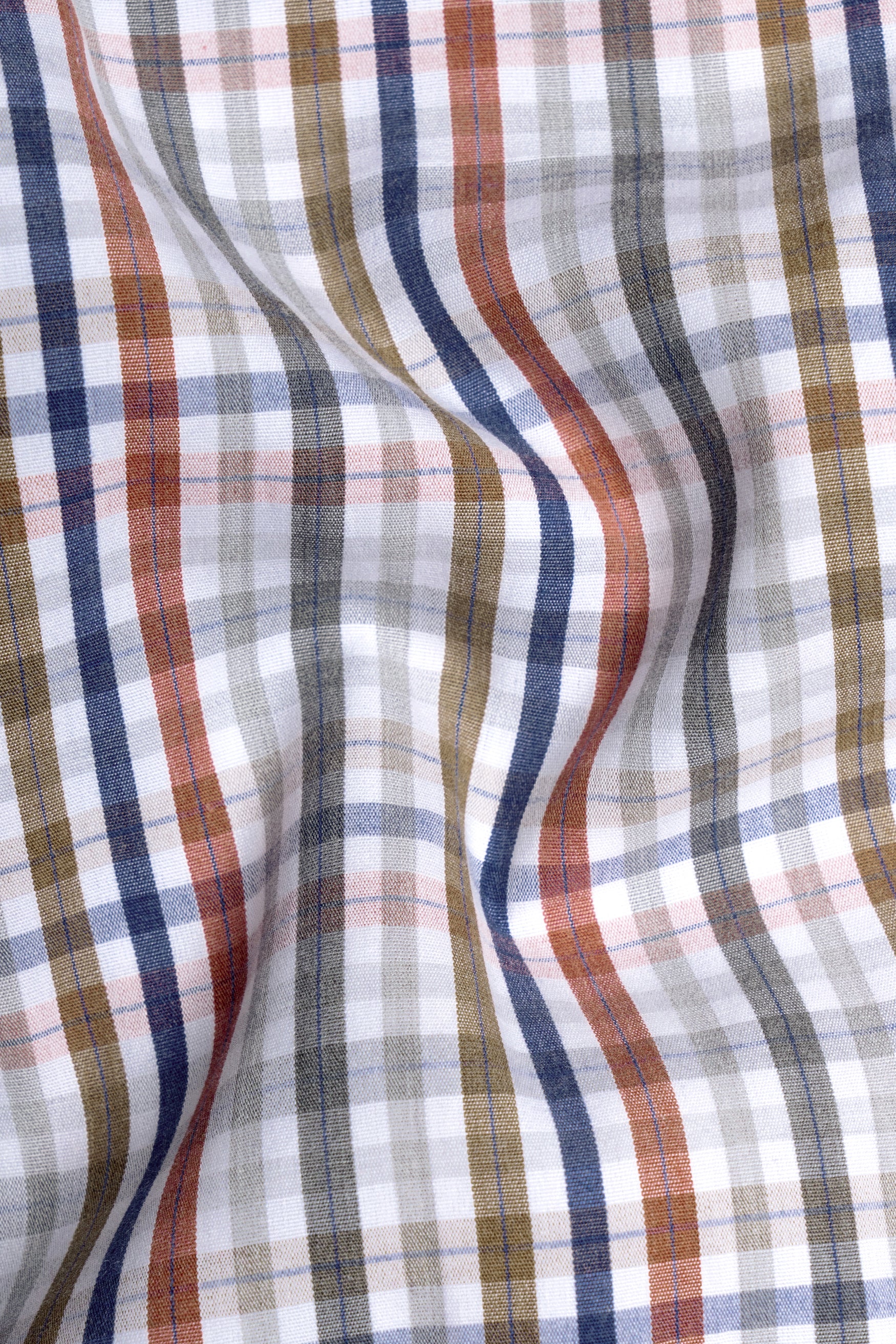 Bright White with Sepia Brown and Rhino Blue Checkered Poplin Giza Cotton Shirt 12555-38,  12555-H-38,  12555-39,  12555-H-39,  12555-40,  12555-H-40,  12555-42,  12555-H-42,  12555-44,  12555-H-44,  12555-46,  12555-H-46,  12555-48,  12555-H-48,  12555-50,  12555-H-50,  12555-52,  12555-H-52