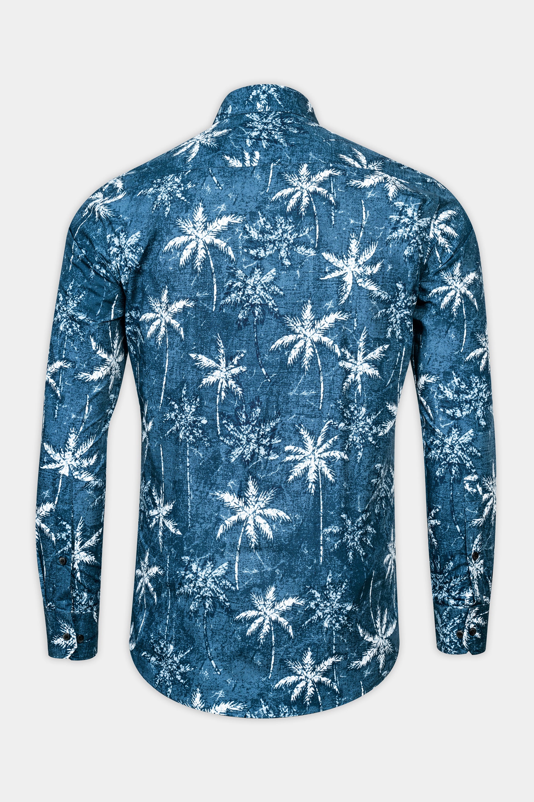 Calypso Blue with White Coconut Tree Printed Poplin Giza Cotton Shirt 12557-BLK-38,  12557-BLK-H-38,  12557-BLK-39,  12557-BLK-H-39,  12557-BLK-40,  12557-BLK-H-40,  12557-BLK-42,  12557-BLK-H-42,  12557-BLK-44,  12557-BLK-H-44,  12557-BLK-46,  12557-BLK-H-46,  12557-BLK-48,  12557-BLK-H-48,  12557-BLK-50,  12557-BLK-H-50,  12557-BLK-52,  12557-BLK-H-52