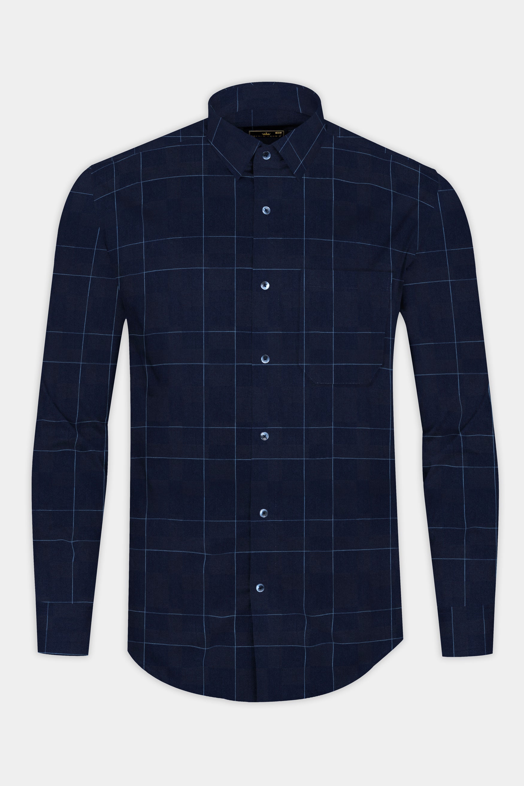 Mirage Blue Windowpane Dobby Textured Premium Giza Cotton Shirt