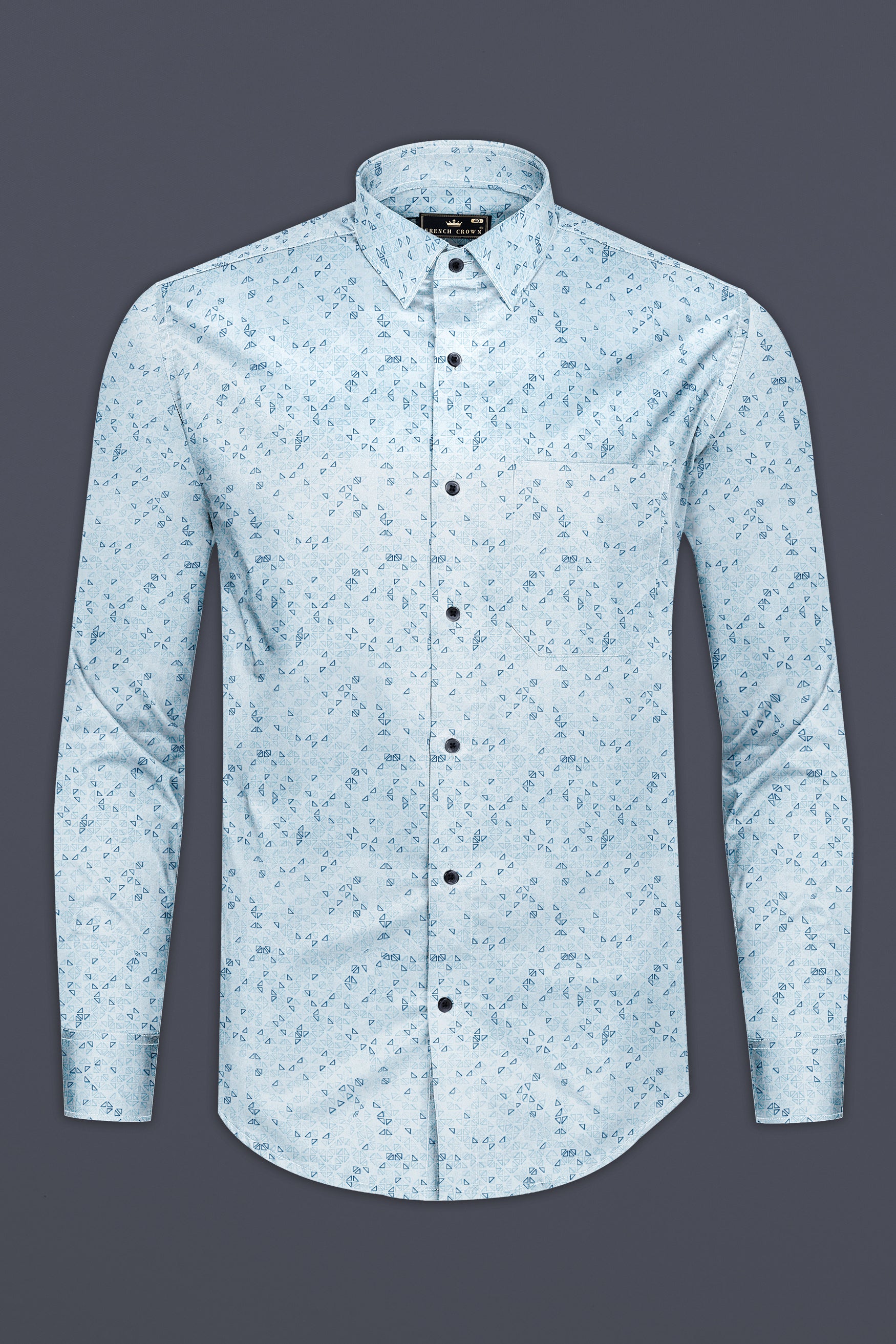 Zinggurat Blue Triangles Printed Super Soft Premium Cotton Shirt 12607-BLK-38, 12607-BLK-H-38, 12607-BLK-39, 12607-BLK-H-39, 12607-BLK-40, 12607-BLK-H-40, 12607-BLK-42, 12607-BLK-H-42, 12607-BLK-44, 12607-BLK-H-44, 12607-BLK-46, 12607-BLK-H-46, 12607-BLK-48, 12607-BLK-H-48, 12607-BLK-50, 12607-BLK-H-50, 12607-BLK-52, 12607-BLK-H-52