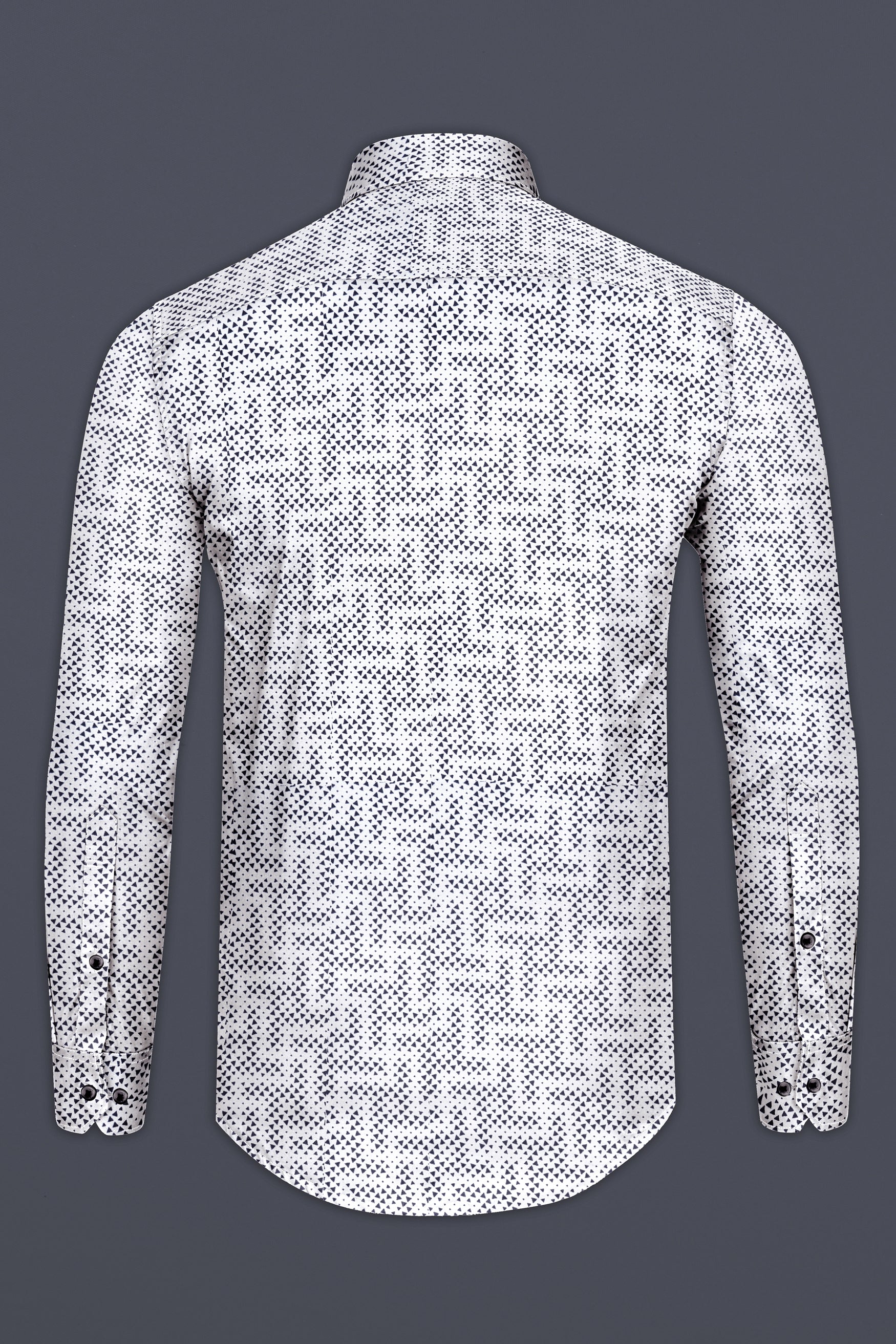 Classic White with Black Flocked Triangle Printed Super Soft Premium Cotton Shirt 12608-BLK-38,  12608-BLK-H-38,  12608-BLK-39,  12608-BLK-H-39,  12608-BLK-40,  12608-BLK-H-40,  12608-BLK-42,  12608-BLK-H-42,  12608-BLK-44,  12608-BLK-H-44,  12608-BLK-46,  12608-BLK-H-46,  12608-BLK-48,  12608-BLK-H-48,  12608-BLK-50,  12608-BLK-H-50,  12608-BLK-52,  12608-BLK-H-52