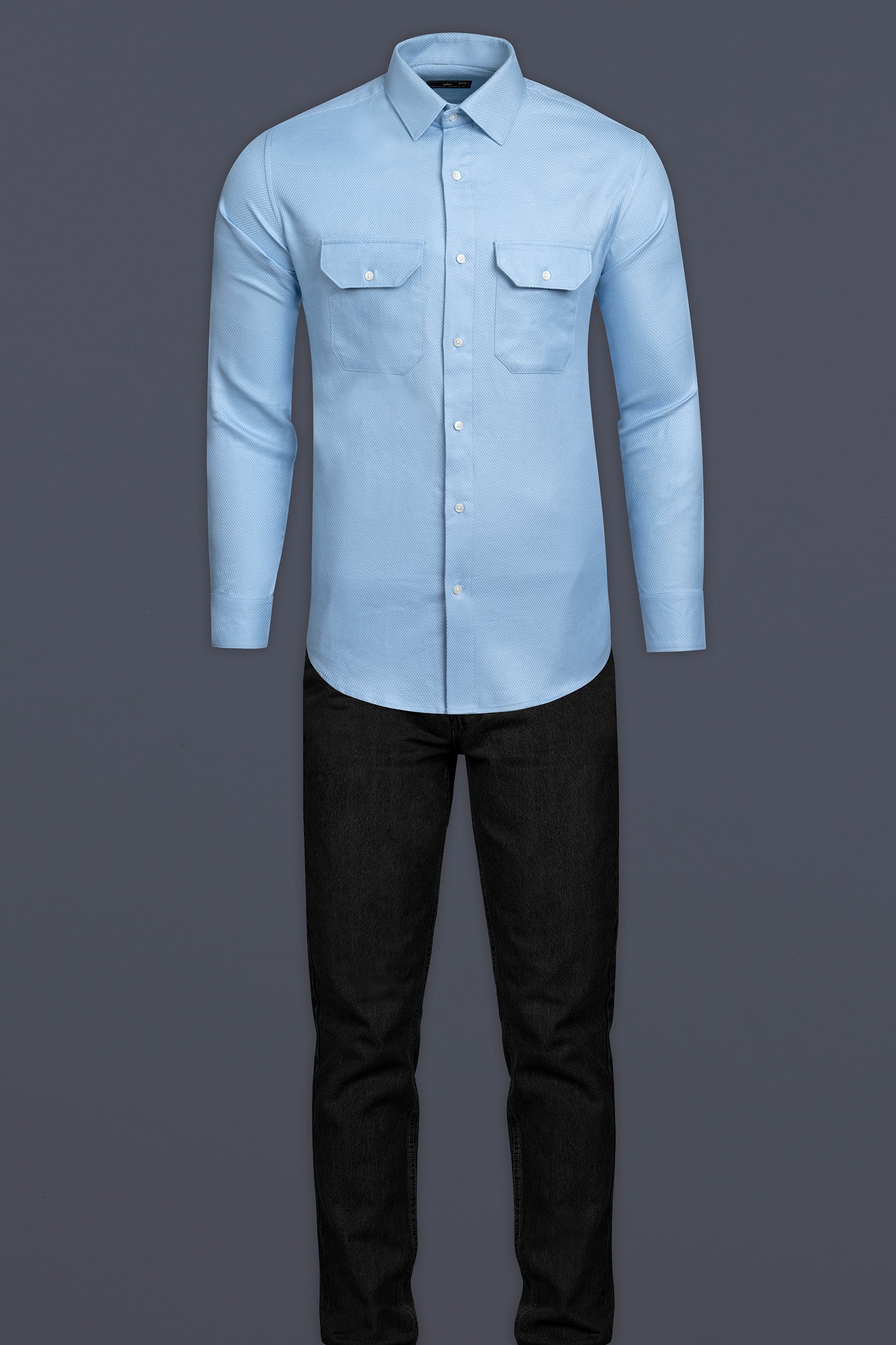 Pigeon Post Blue Dobby Textured Premium Giza Cotton Designer Shirt 12610-FP-38,  12610-FP-H-38,  12610-FP-39,  12610-FP-H-39,  12610-FP-40,  12610-FP-H-40,  12610-FP-42,  12610-FP-H-42,  12610-FP-44,  12610-FP-H-44,  12610-FP-46,  12610-FP-H-46,  12610-FP-48,  12610-FP-H-48,  12610-FP-50,  12610-FP-H-50,  12610-FP-52,  12610-FP-H-52