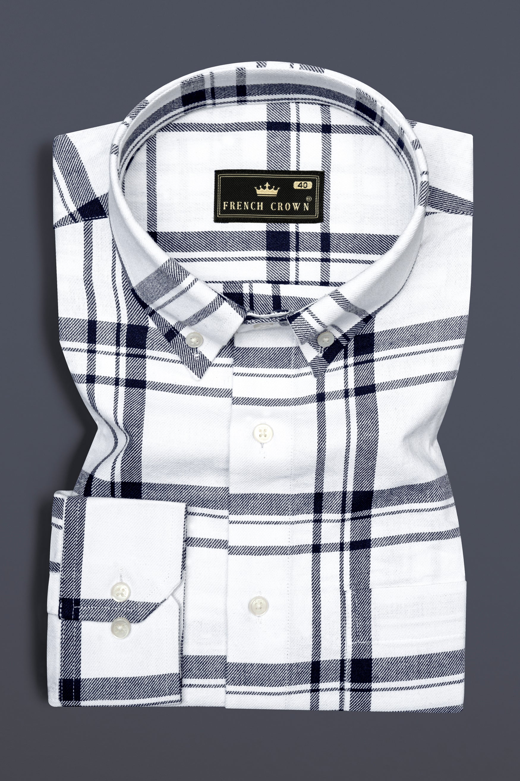 Bright White with Jaguar Dark Blue Plaid Flannel Shirt 12615-BD-38, 12615-BD-H-38, 12615-BD-39, 12615-BD-H-39, 12615-BD-40, 12615-BD-H-40, 12615-BD-42, 12615-BD-H-42, 12615-BD-44, 12615-BD-H-44, 12615-BD-46, 12615-BD-H-46, 12615-BD-48, 12615-BD-H-48, 12615-BD-50, 12615-BD-H-50, 12615-BD-52, 12615-BD-H-52