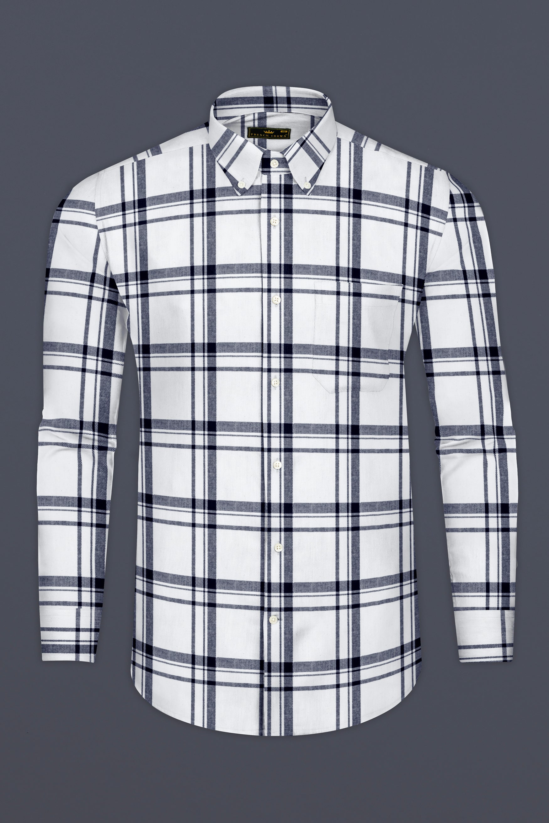 Bright White with Jaguar Dark Blue Plaid Flannel Shirt 12615-BD-38, 12615-BD-H-38, 12615-BD-39, 12615-BD-H-39, 12615-BD-40, 12615-BD-H-40, 12615-BD-42, 12615-BD-H-42, 12615-BD-44, 12615-BD-H-44, 12615-BD-46, 12615-BD-H-46, 12615-BD-48, 12615-BD-H-48, 12615-BD-50, 12615-BD-H-50, 12615-BD-52, 12615-BD-H-52