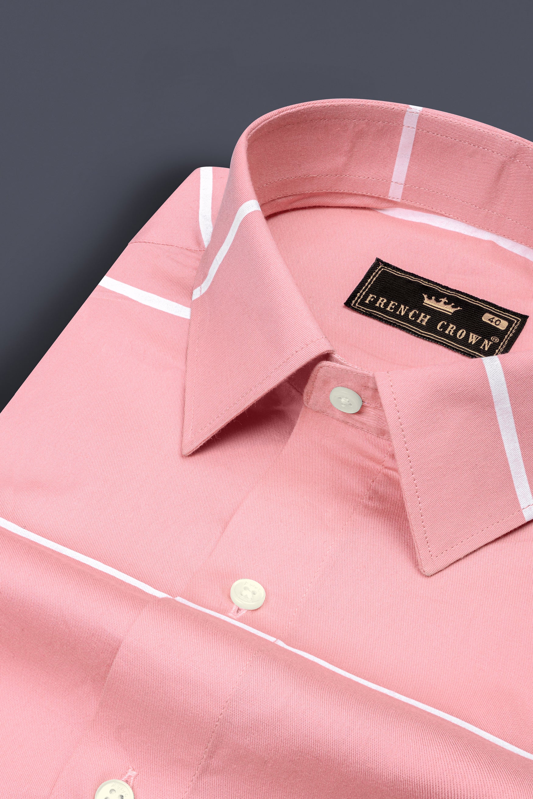 Wewak Pink with White Horizontal Striped Twill Premium Cotton Shirt 12622-38, 12622-H-38, 12622-39, 12622-H-39, 12622-40, 12622-H-40, 12622-42, 12622-H-42, 12622-44, 12622-H-44, 12622-46, 12622-H-46, 12622-48, 12622-H-48, 12622-50, 12622-H-50, 12622-52, 12622-H-52